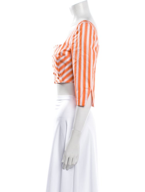 Rosie Assoulin Striped Square Neckline Crop Top