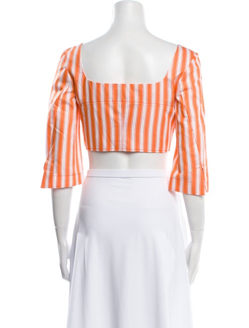 Rosie Assoulin Striped Square Neckline Crop Top