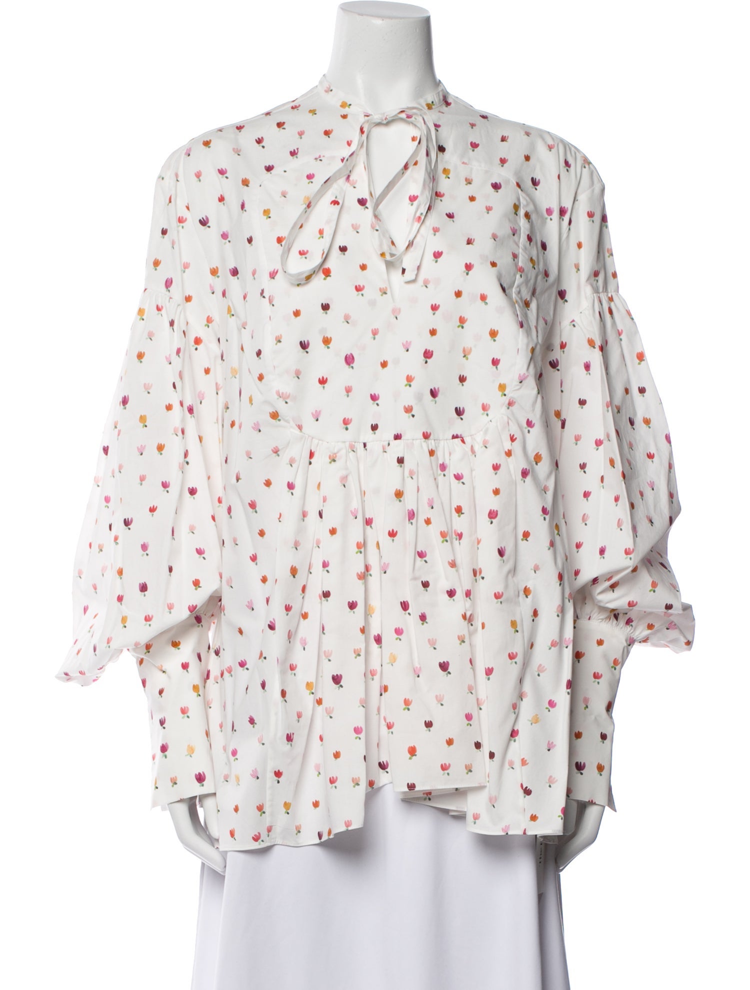 Rosie Assoulin Floral Print Long Sleeve Button-Up Top w/ Tags