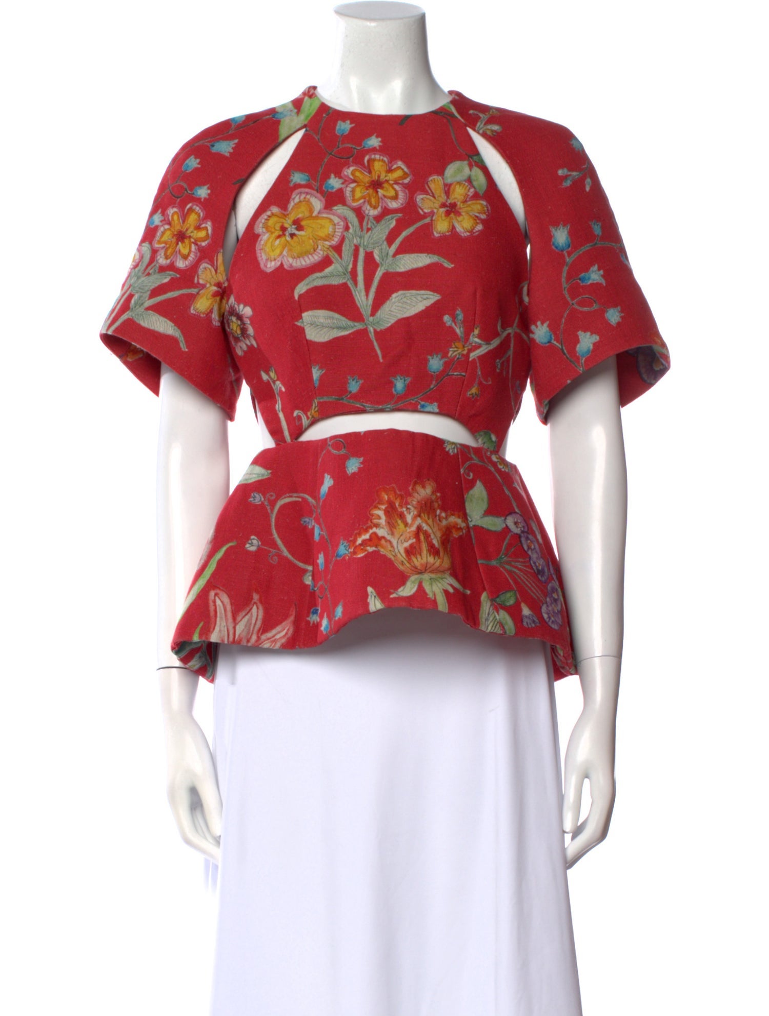 Rosie Assoulin Linen Floral Print Blouse w/ Tags