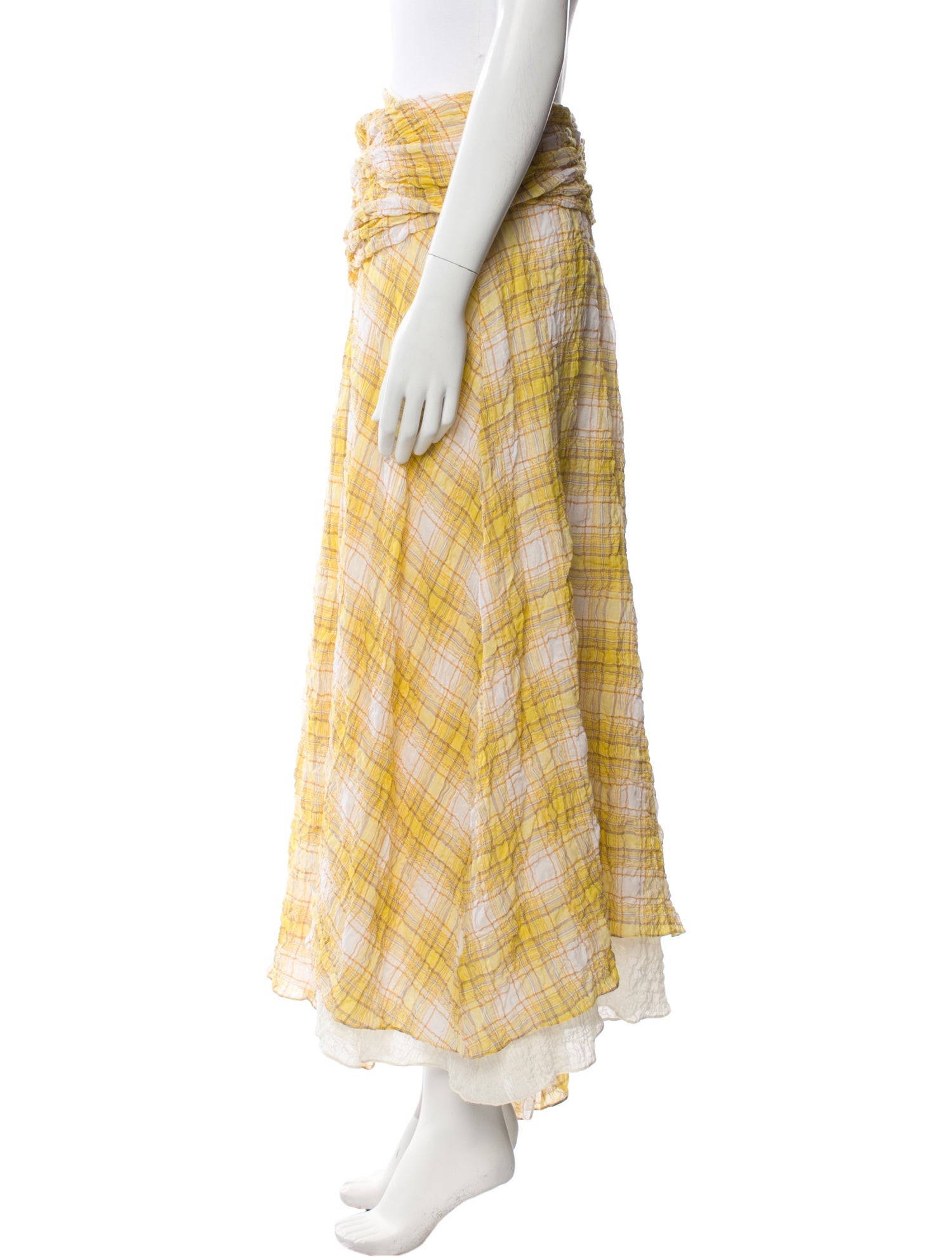 Rosie Assoulin Plaid Print Midi Length Skirt