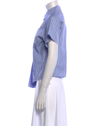 Rosie Assoulin Striped Short Sleeve Button-Up Top