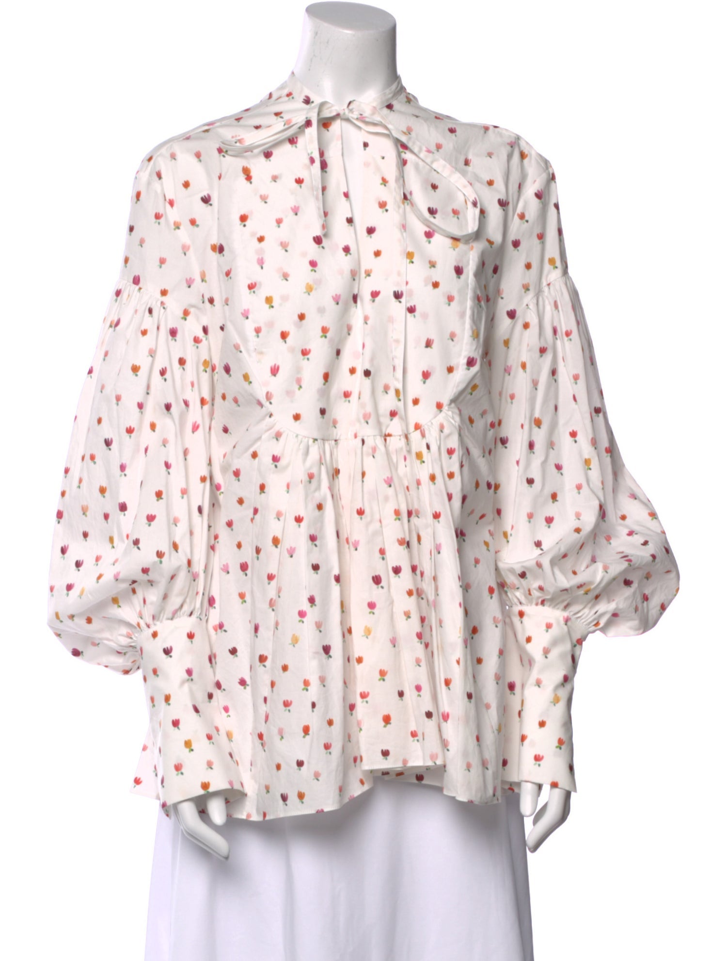 Rosie Assoulin Polka Dot Print Mock Neck Blouse