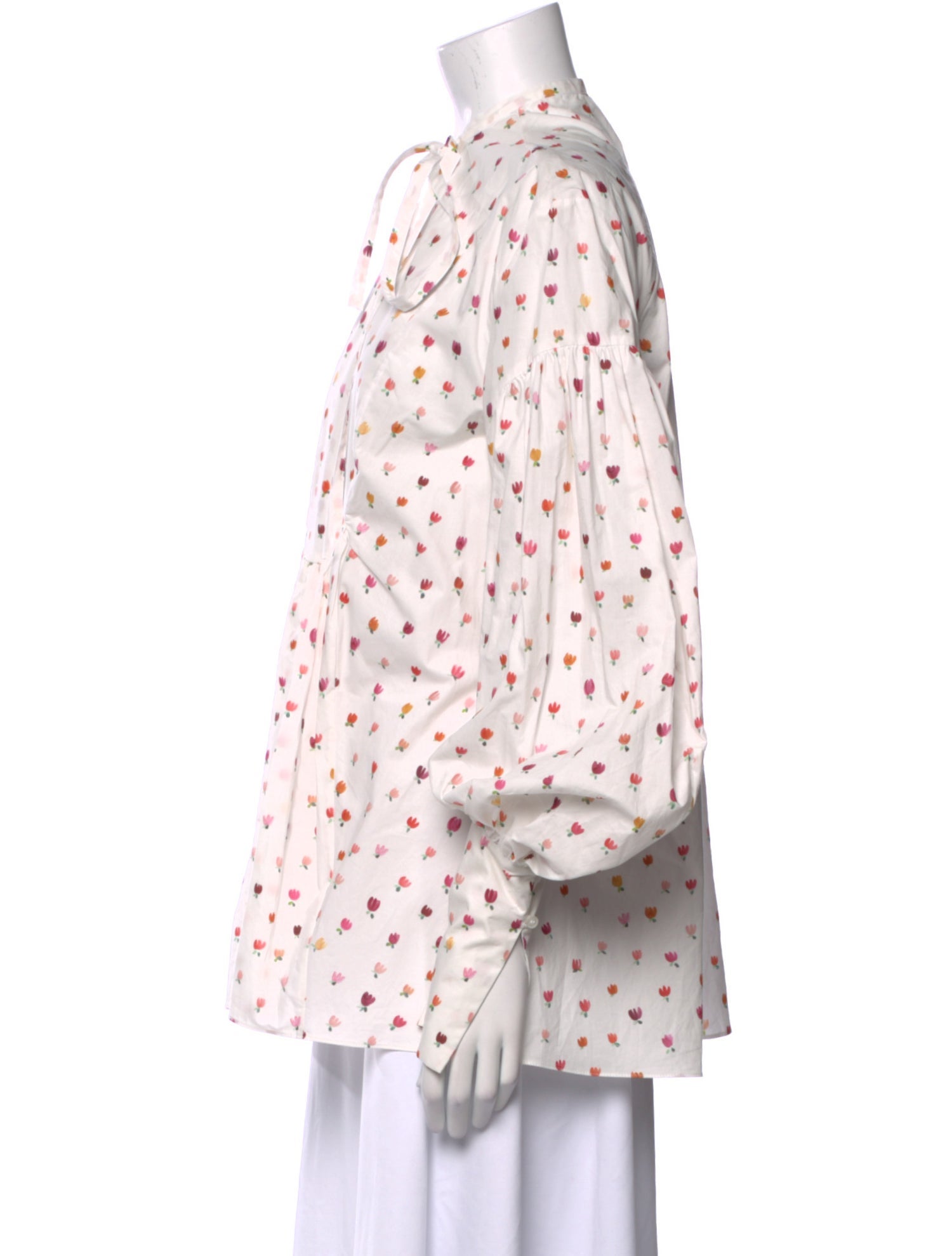 Rosie Assoulin Polka Dot Print Mock Neck Blouse