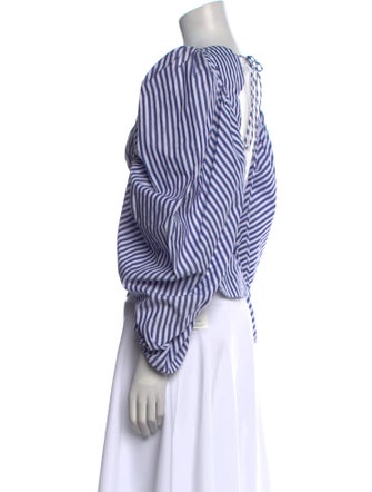 Rosie Assoulin Striped V-Neck Top