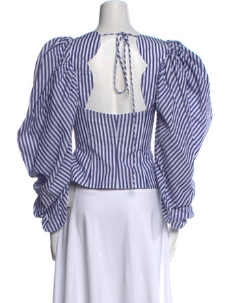 Rosie Assoulin Striped V-Neck Top
