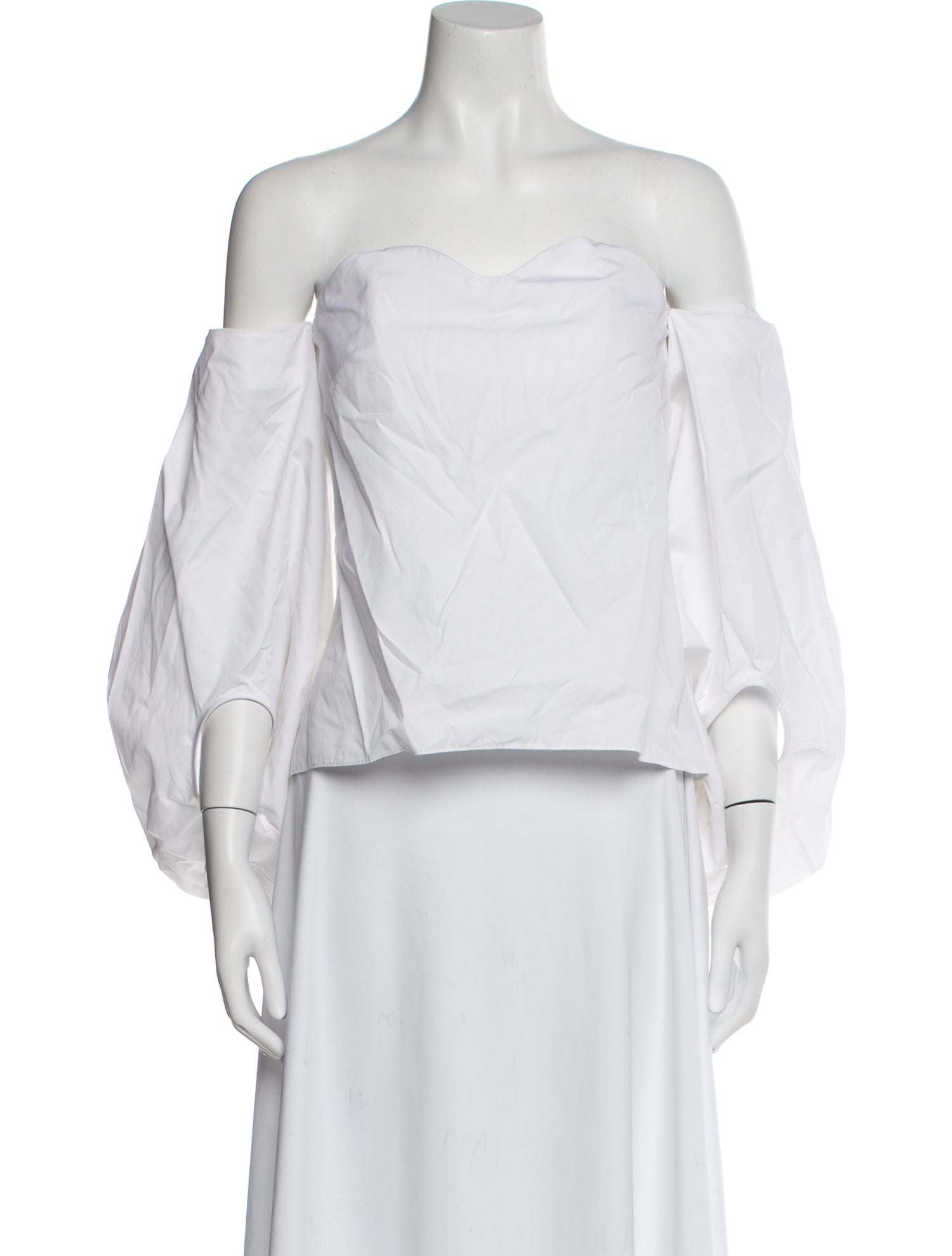 Rosie Assoulin Off-The-Shoulder Three-Quarter Sleeve Crop Top