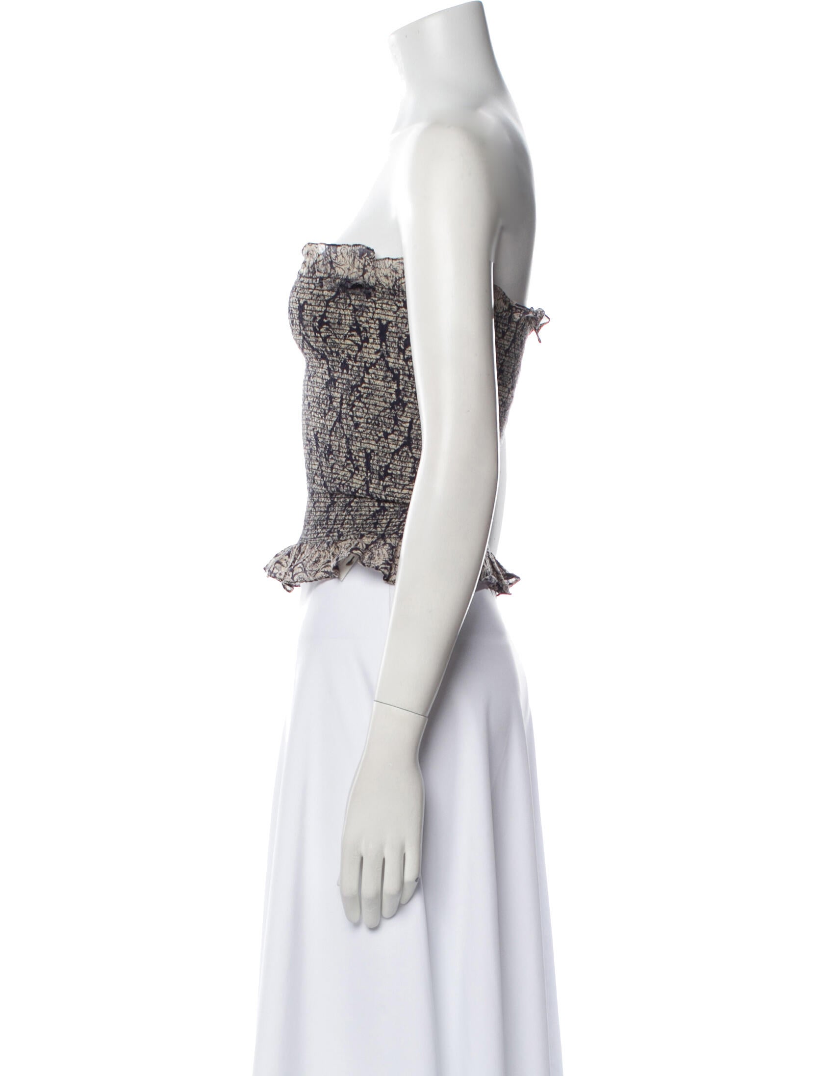 Rosie Assoulin Printed Strapless Crop Top