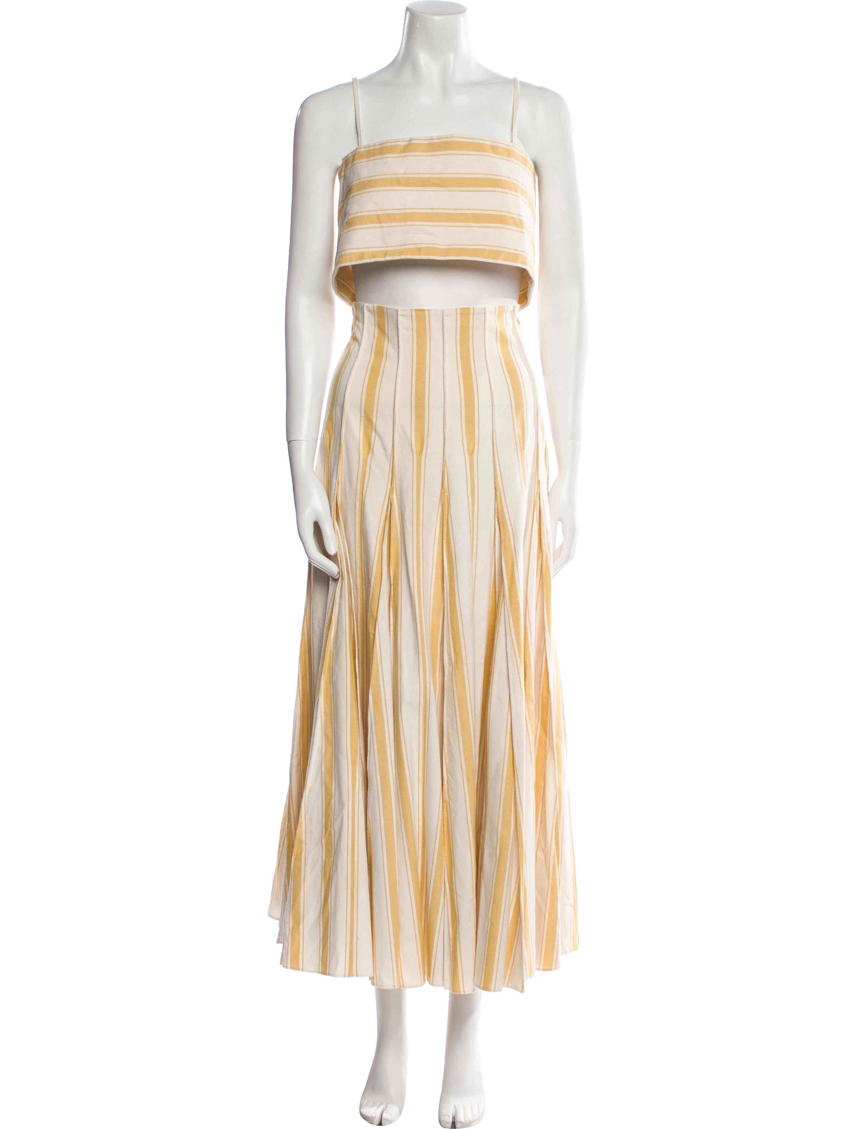 Rosie Assoulin Striped Pleated Accents Skirt Set