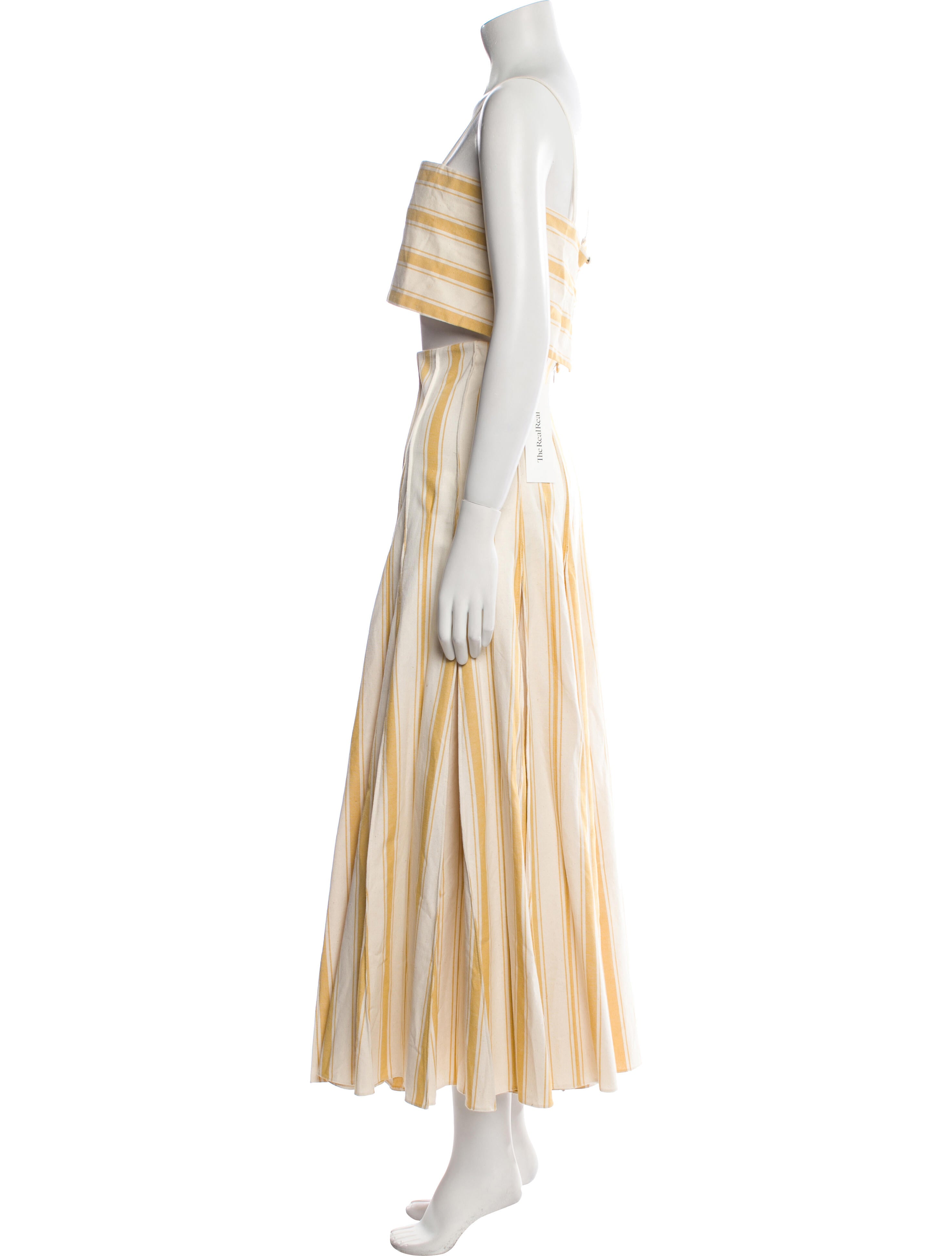 Rosie Assoulin Striped Pleated Accents Skirt Set