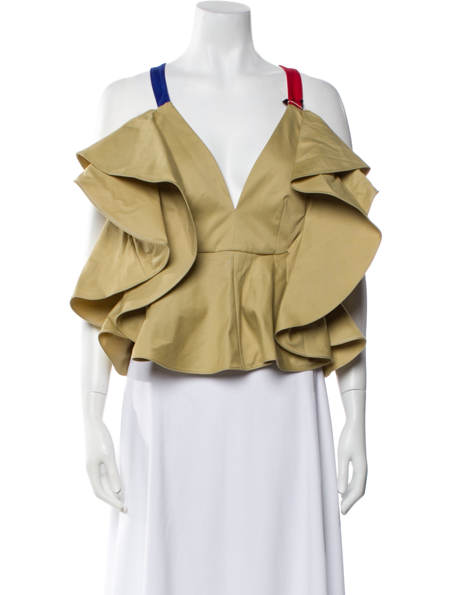 Rosie Assoulin V-Neck Three-Quarter Sleeve Crop Top