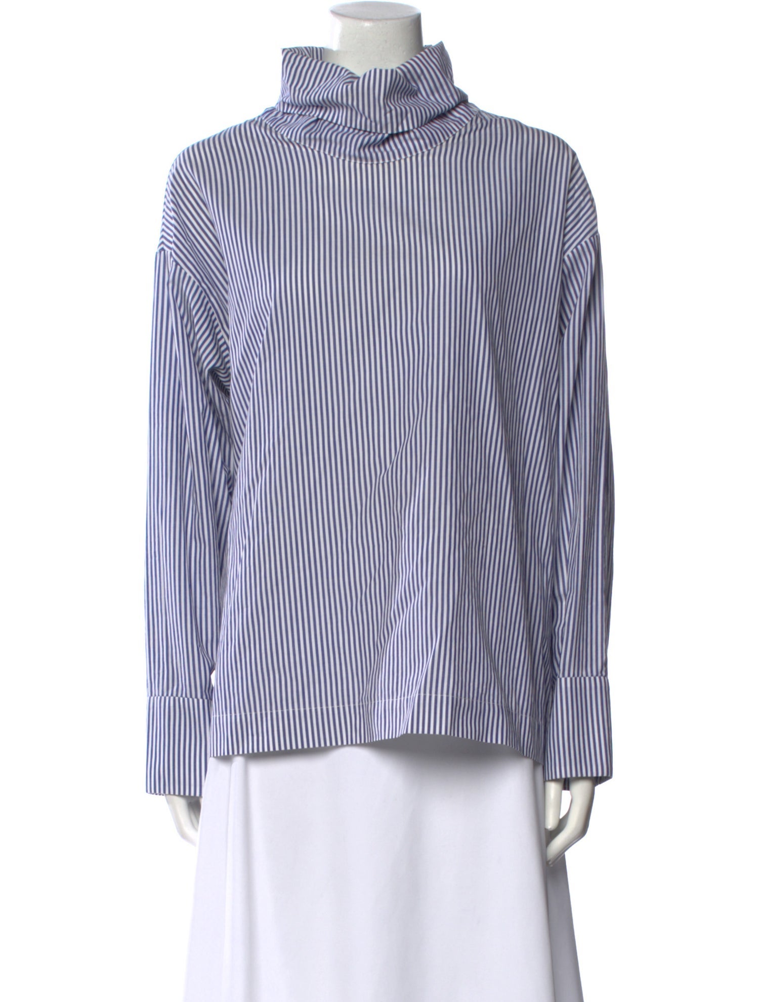 Rosie Assoulin Striped Mock Neck Blouse