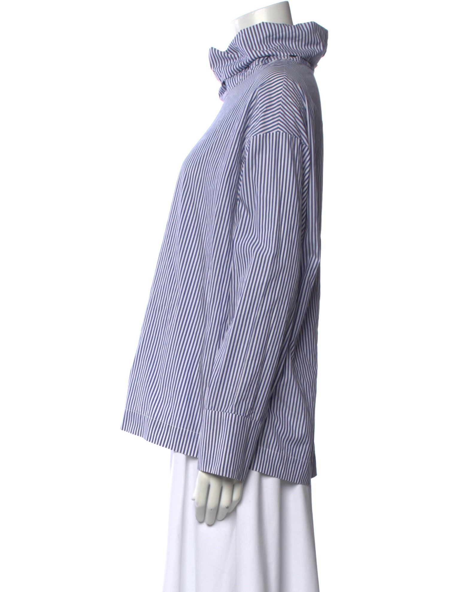 Rosie Assoulin Striped Mock Neck Blouse