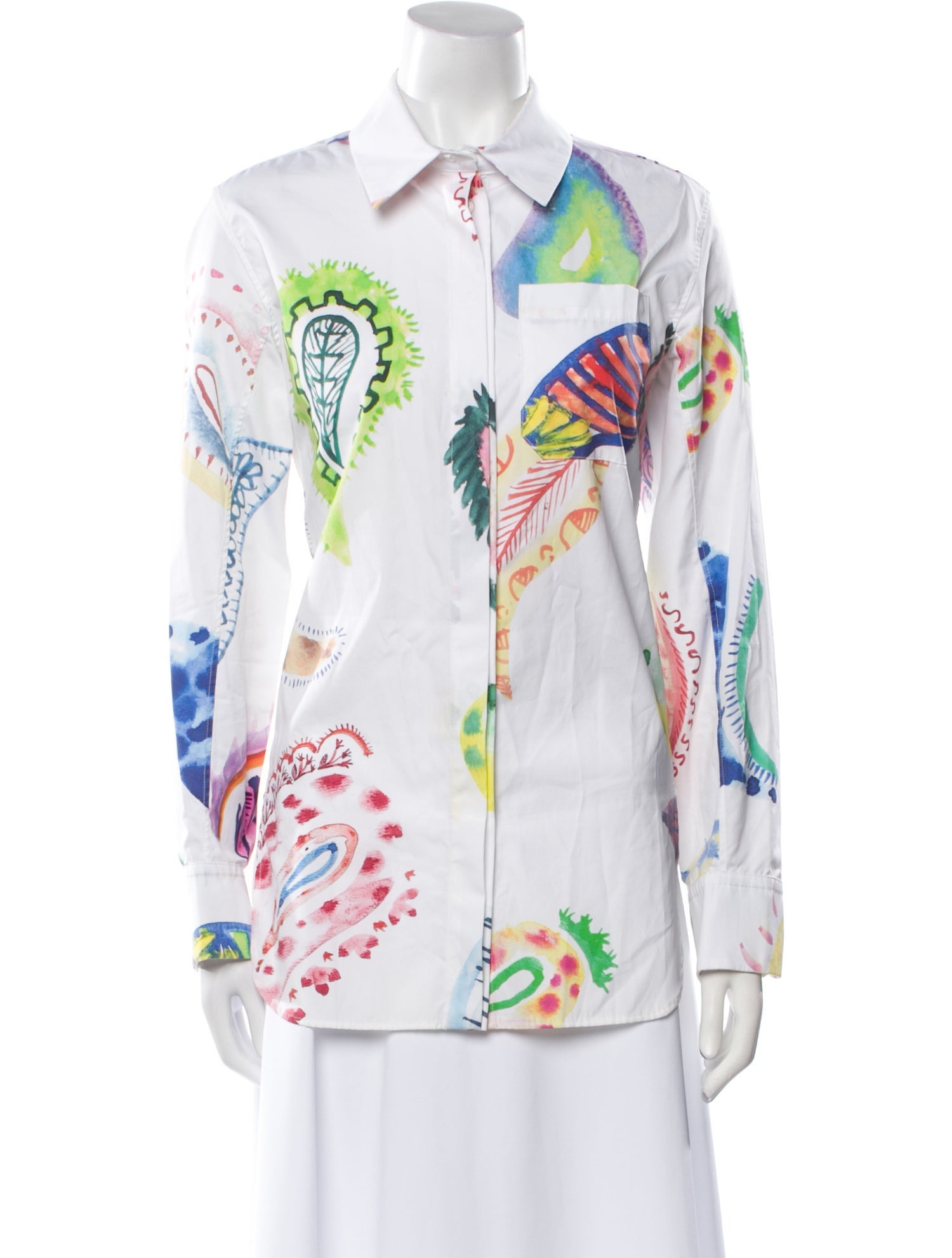 Rosie Assoulin Printed Long Sleeve Button-Up Top