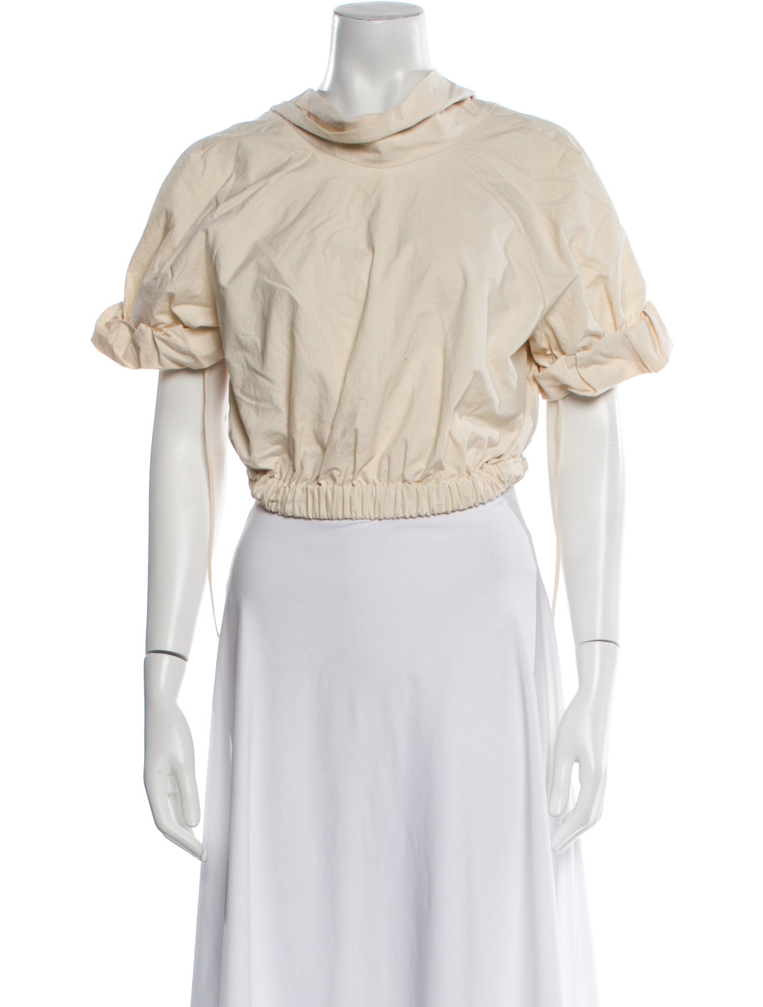 Rosie Assoulin Mock Neck Short Sleeve Crop Top