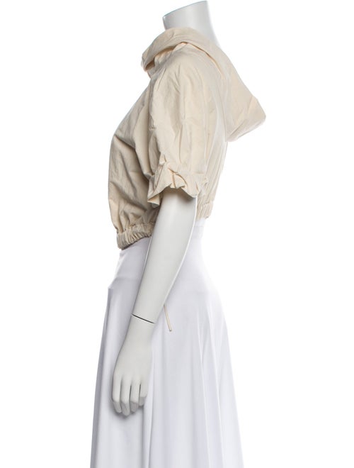 Rosie Assoulin Mock Neck Short Sleeve Crop Top