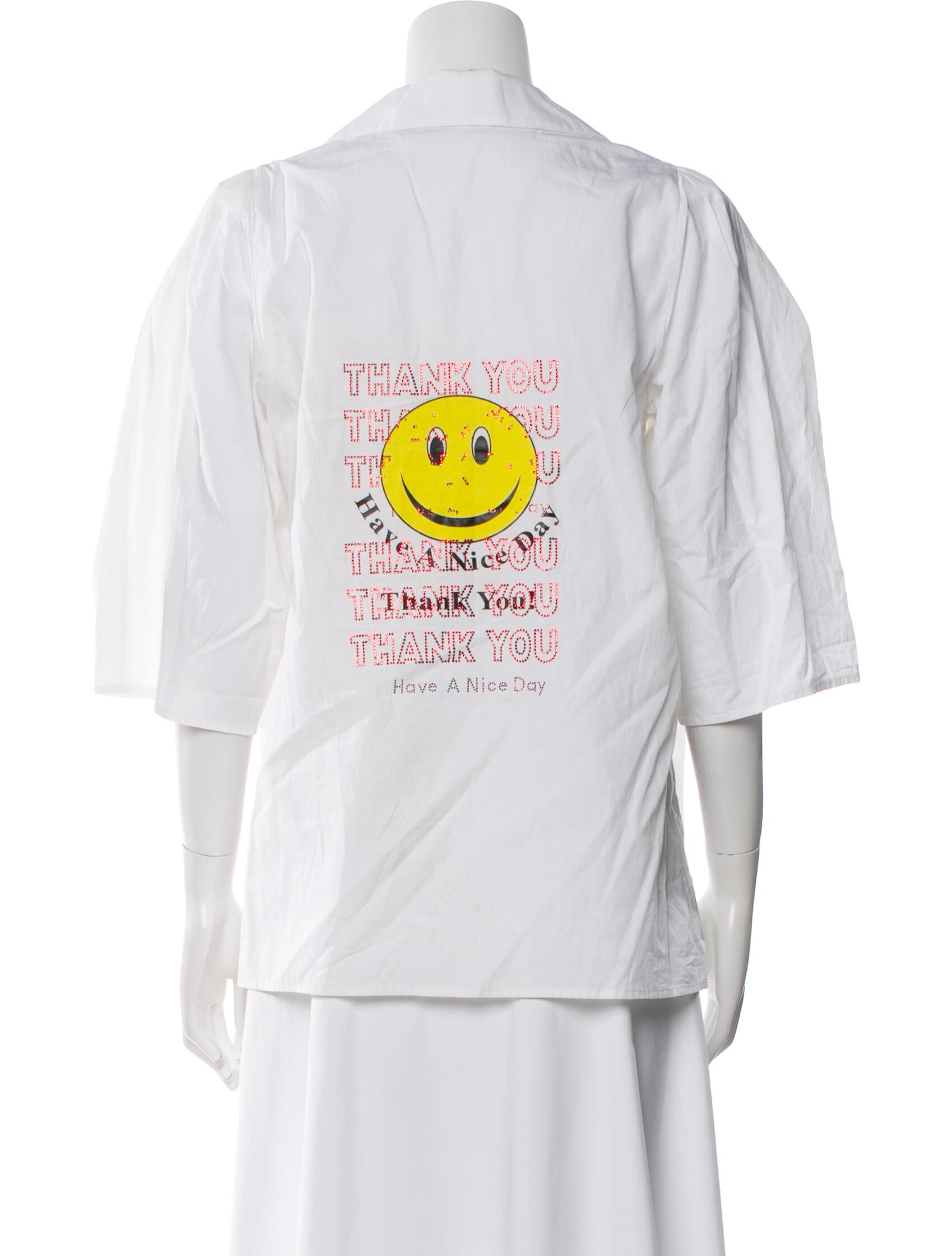 Rosie Assoulin V-Neck Three-Quarter Sleeve Button-Up Top