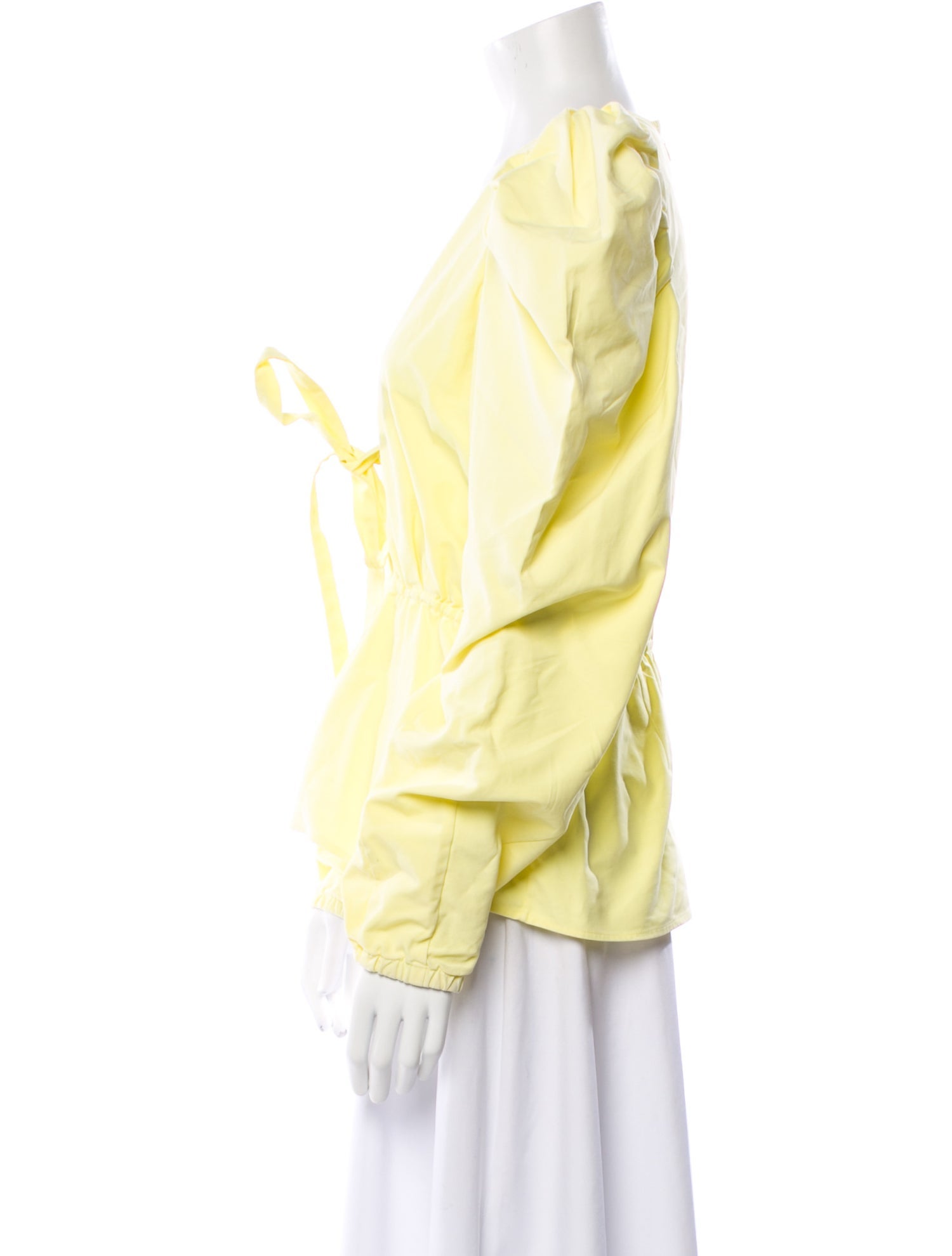 Rosie Assoulin Plunge Neckline Long Sleeve Blouse