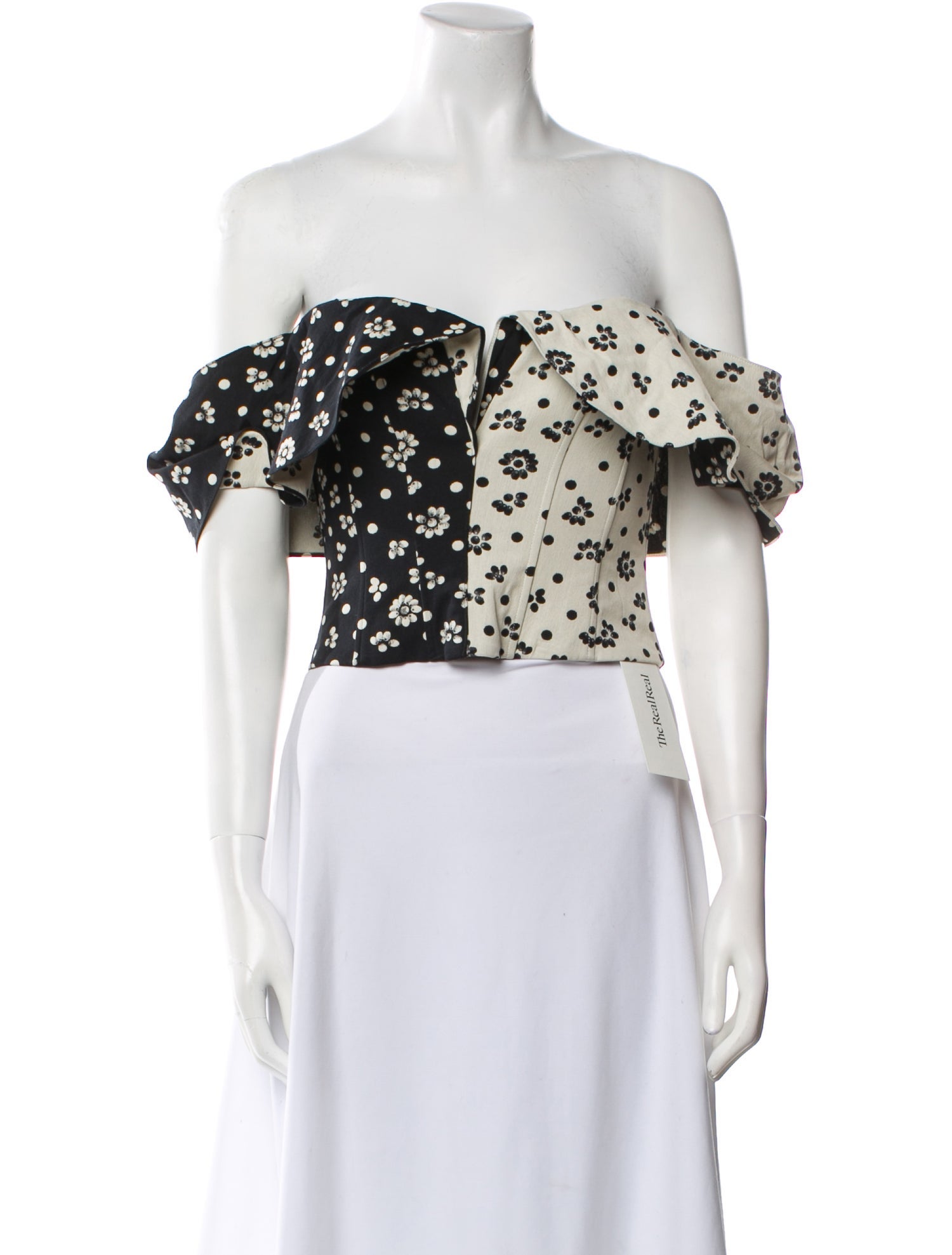 Rosie Assoulin Floral Print Off-The-Shoulder Crop Top w/ Tags