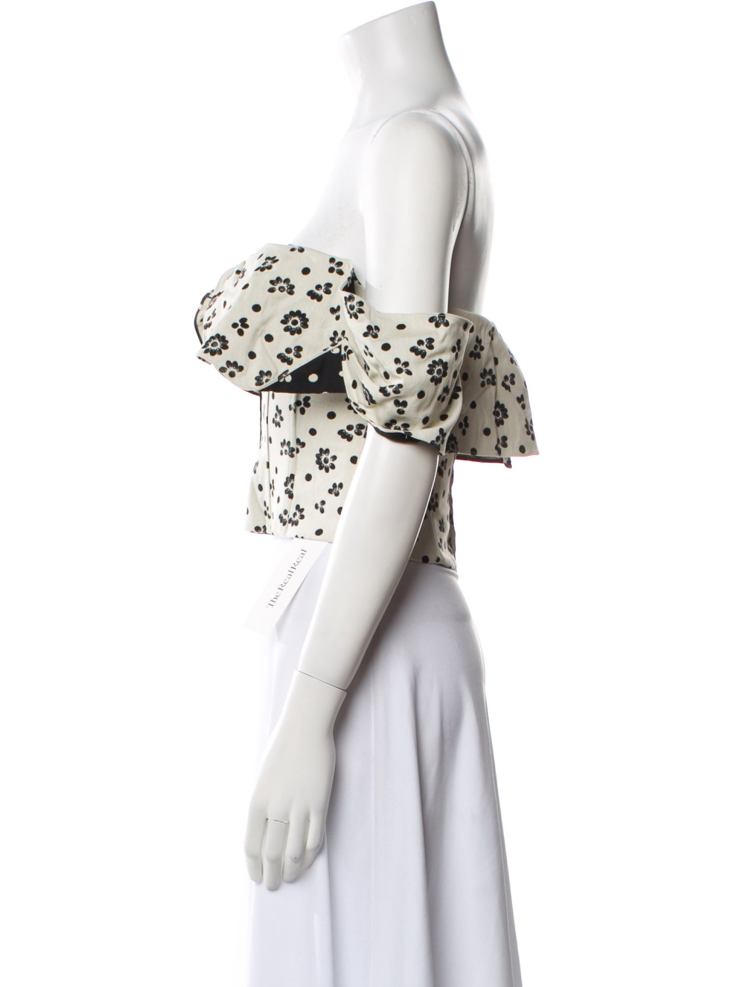 Rosie Assoulin Floral Print Off-The-Shoulder Crop Top w/ Tags