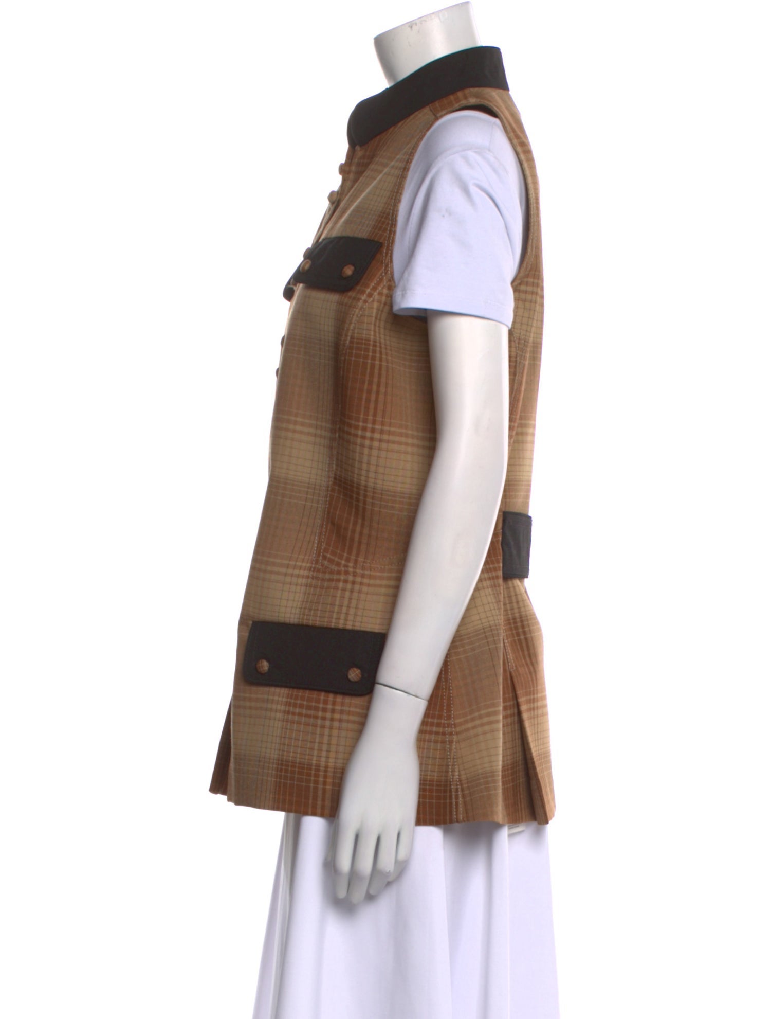 Rosie Assoulin Plaid Print Mock Neck Button-Up Top w/ Tags