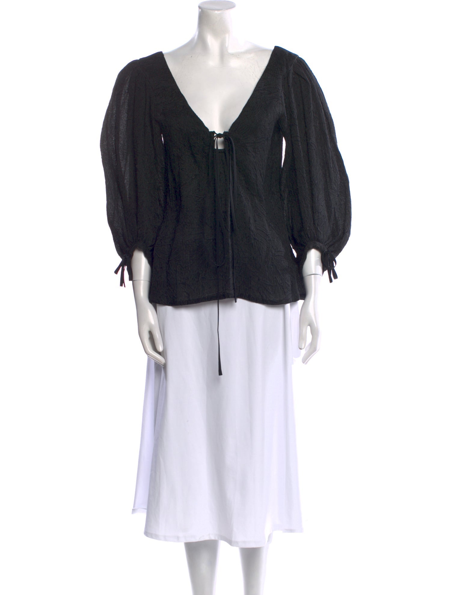 Rosie Assoulin V-Neck Three-Quarter Sleeve Blouse