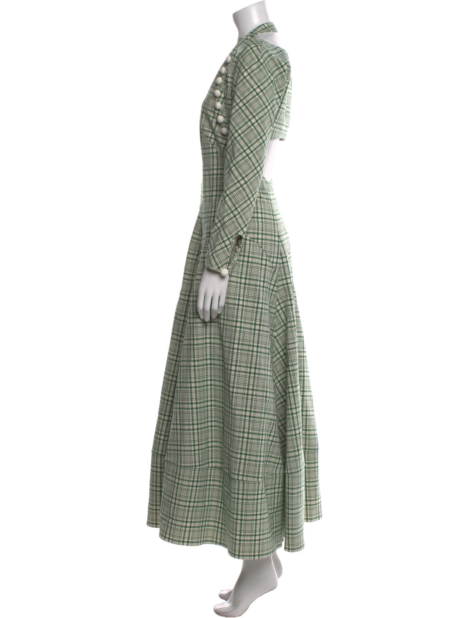 Rosie Assoulin Plaid Print Long Dress