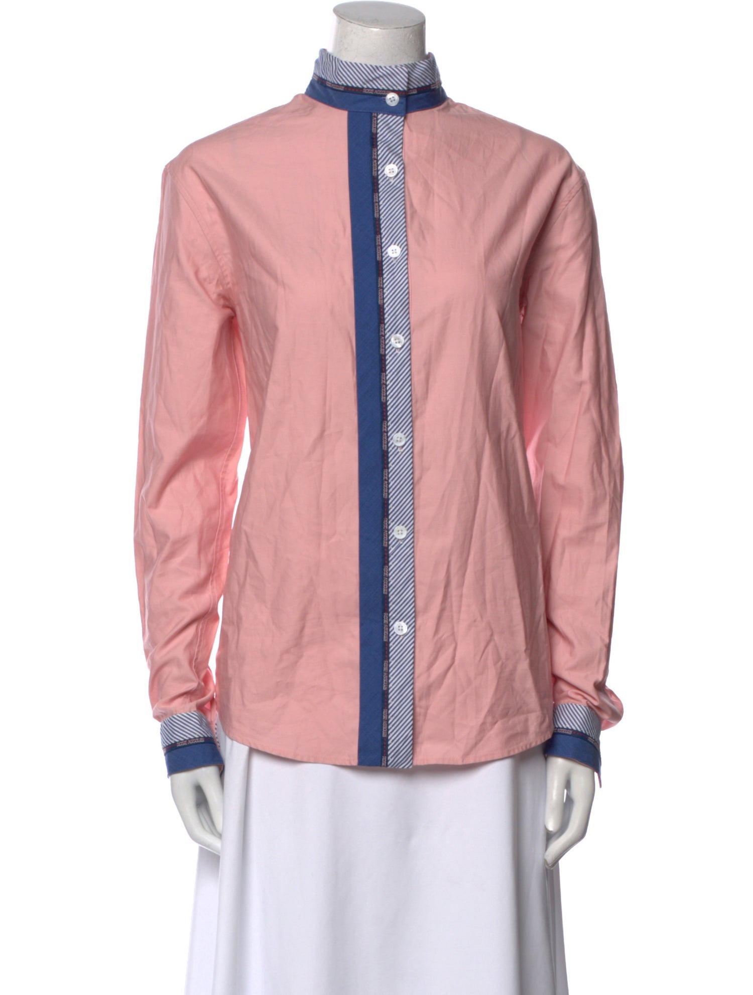 Rosie Assoulin Mock Neck Long Sleeve Button-Up Top