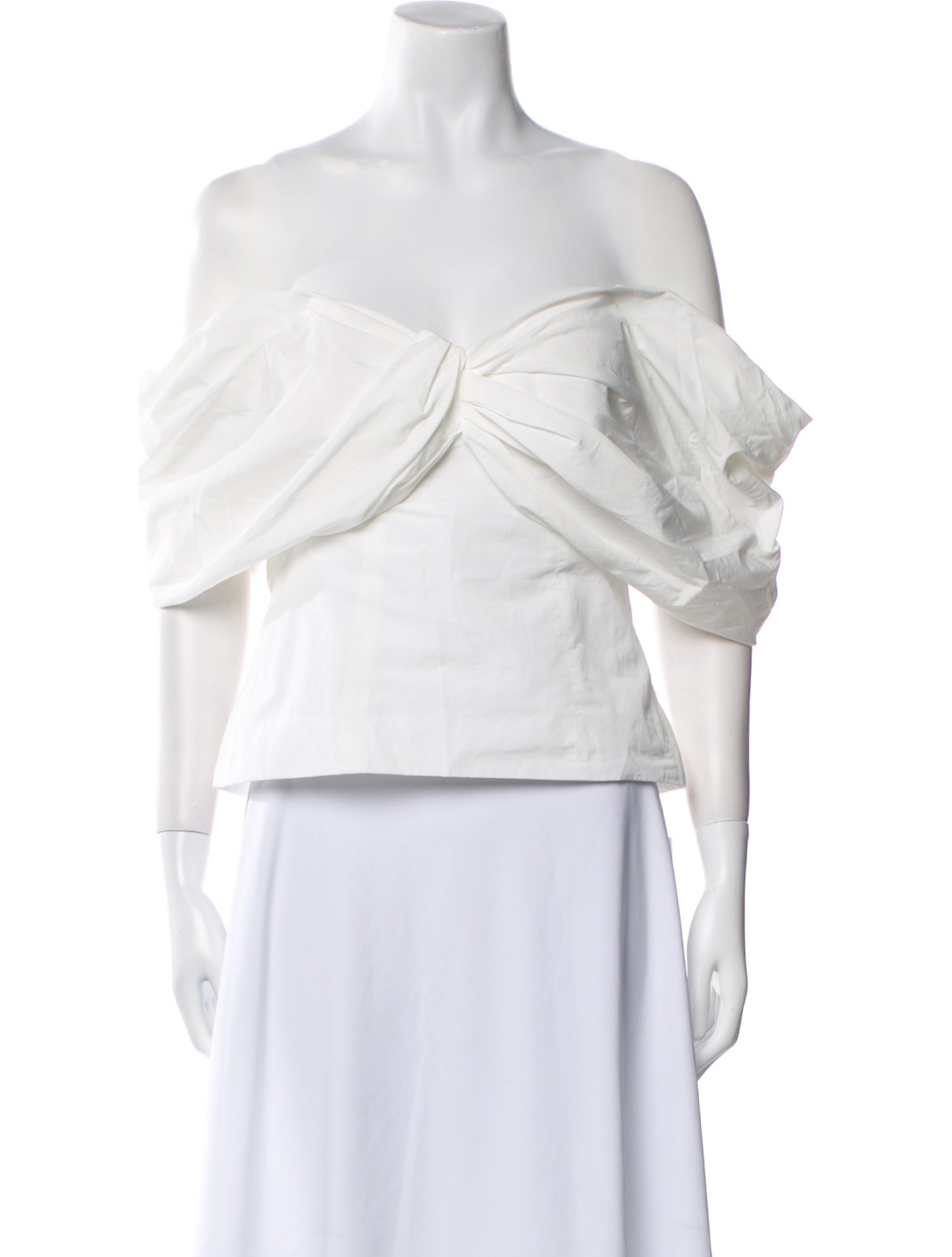 Rosie Assoulin Off-The-Shoulder Three-Quarter Sleeve Crop Top