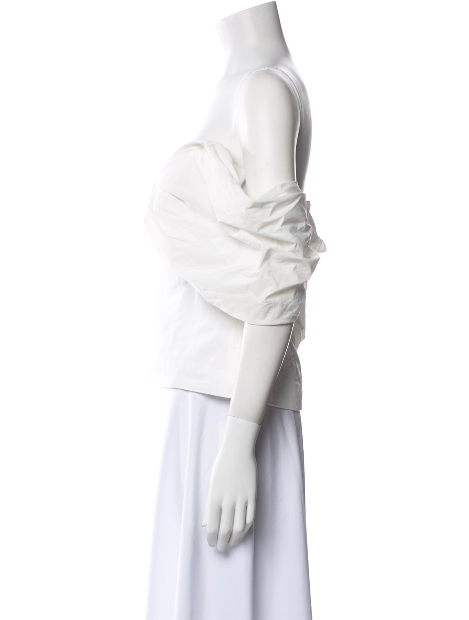 Rosie Assoulin Off-The-Shoulder Three-Quarter Sleeve Crop Top