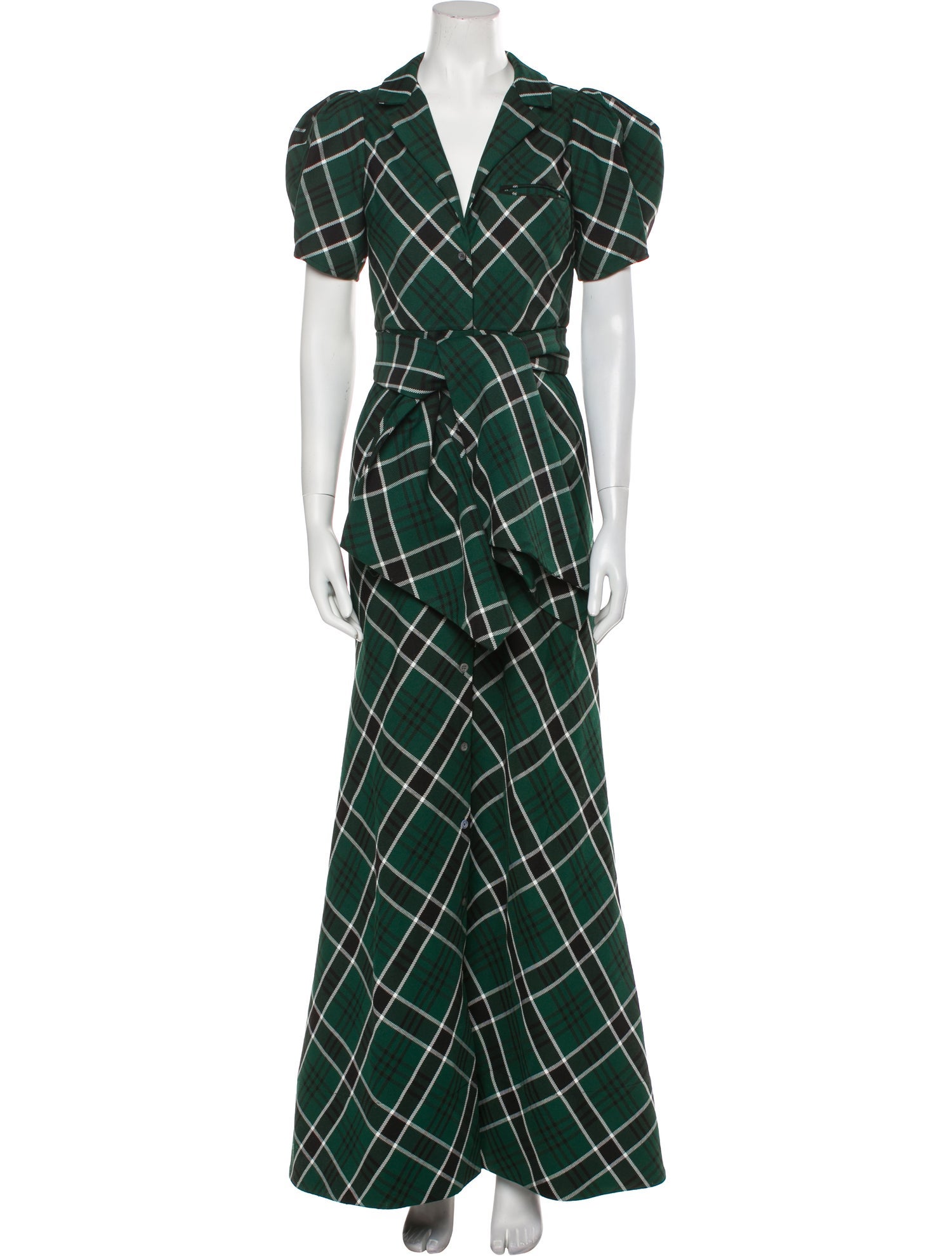 Rosie Assoulin Plaid Print Long Dress