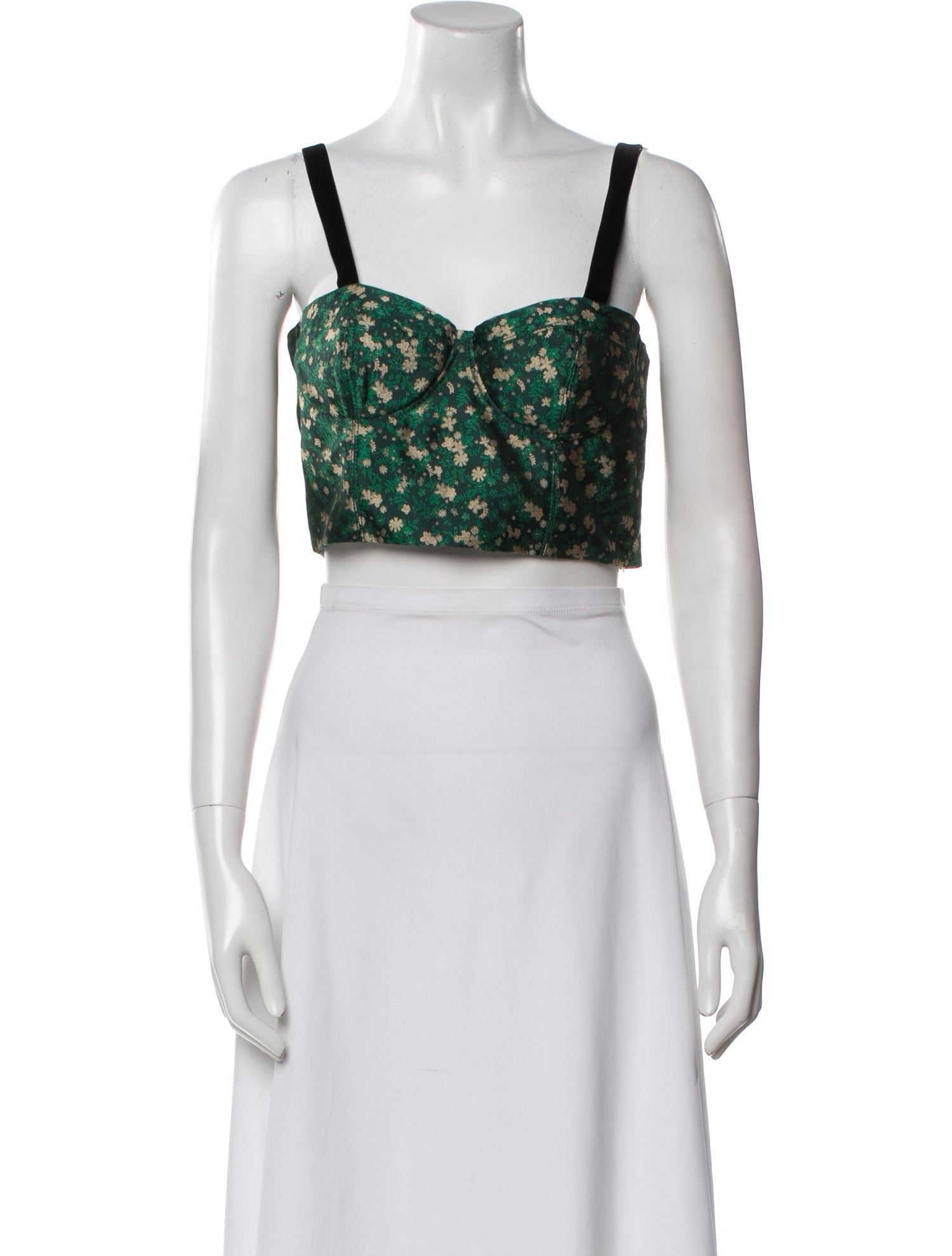 Rosie Assoulin Floral Print Square Neckline Crop Top