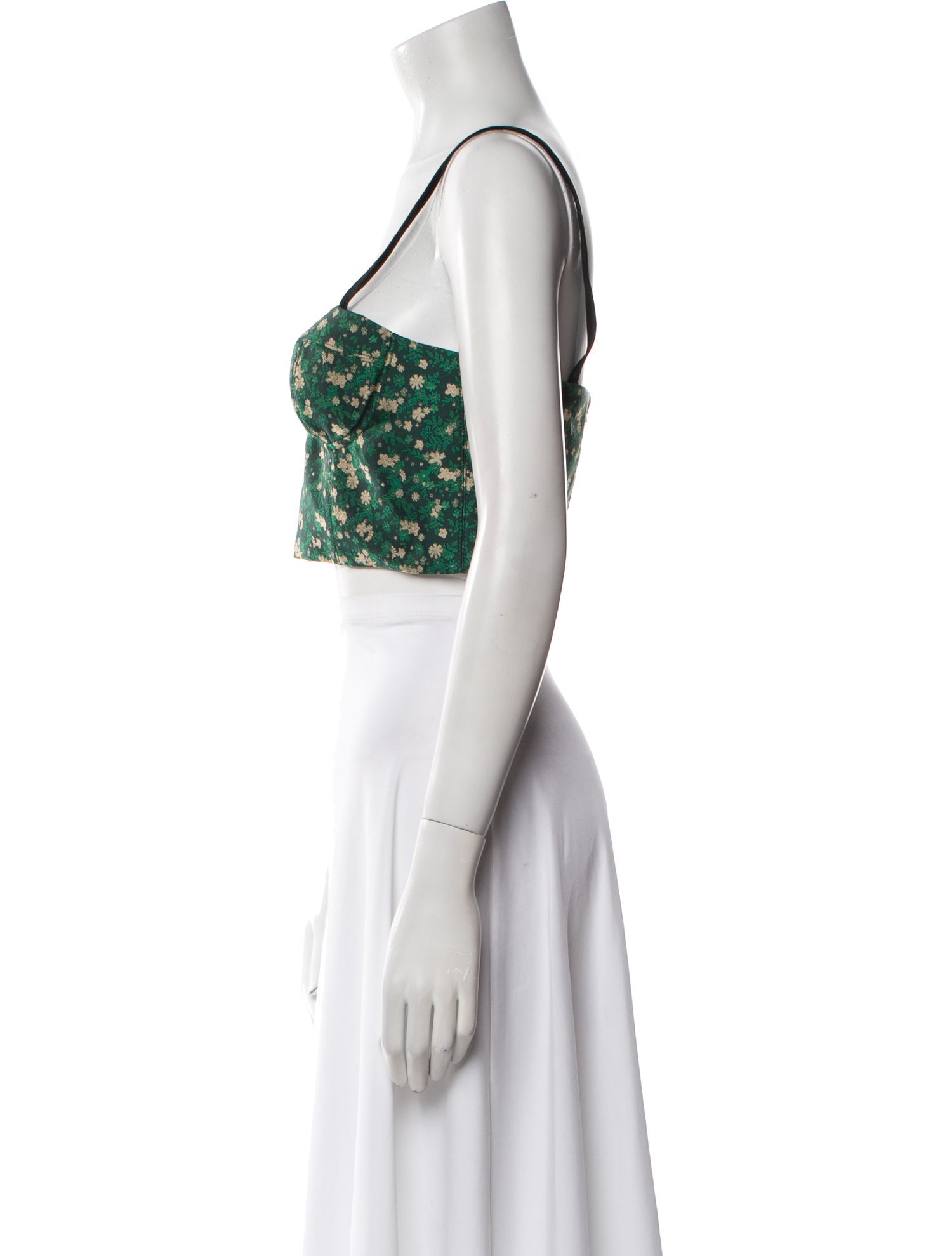 Rosie Assoulin Floral Print Square Neckline Crop Top