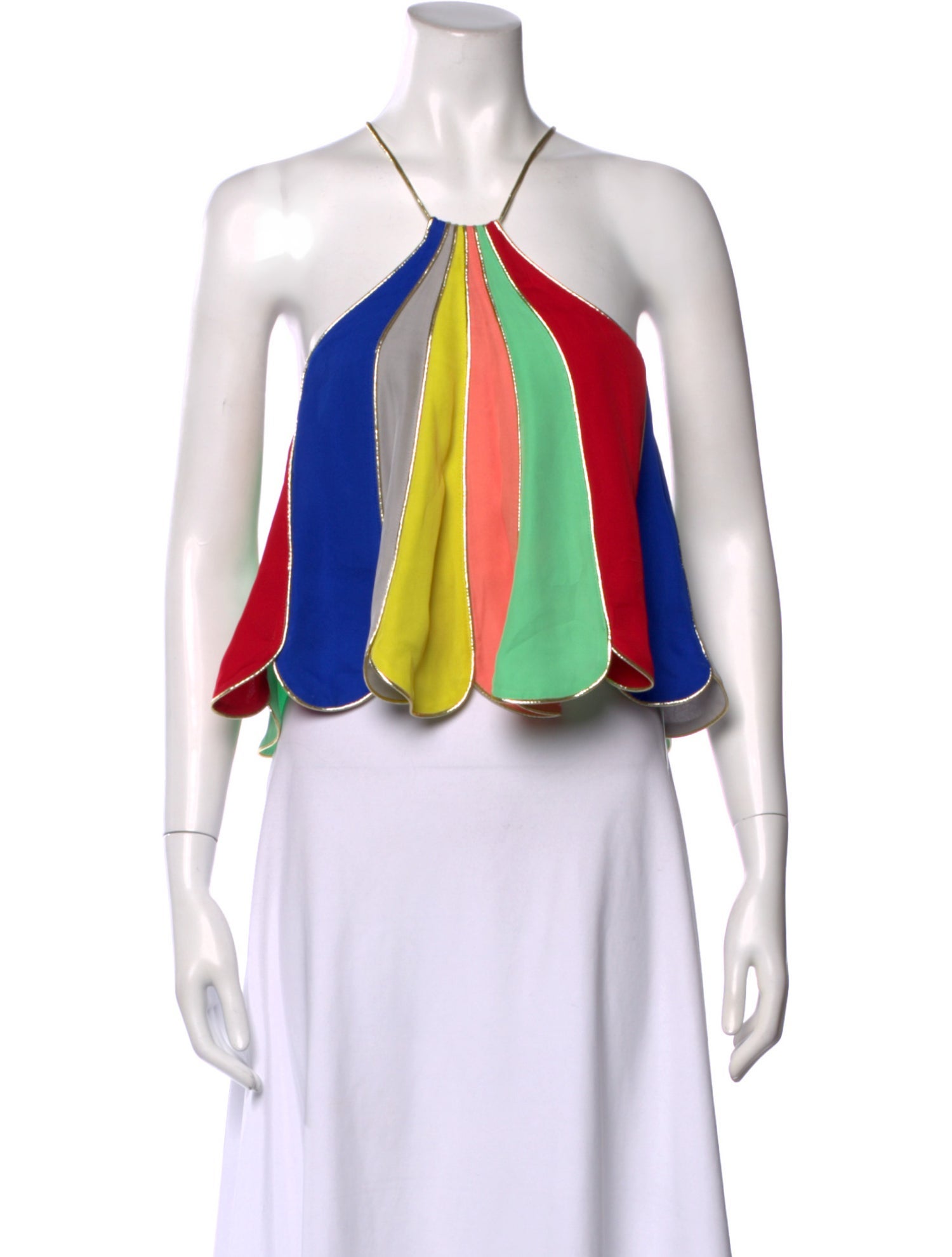 Rosie Assoulin Silk Colorblock Pattern Top w/ Tags