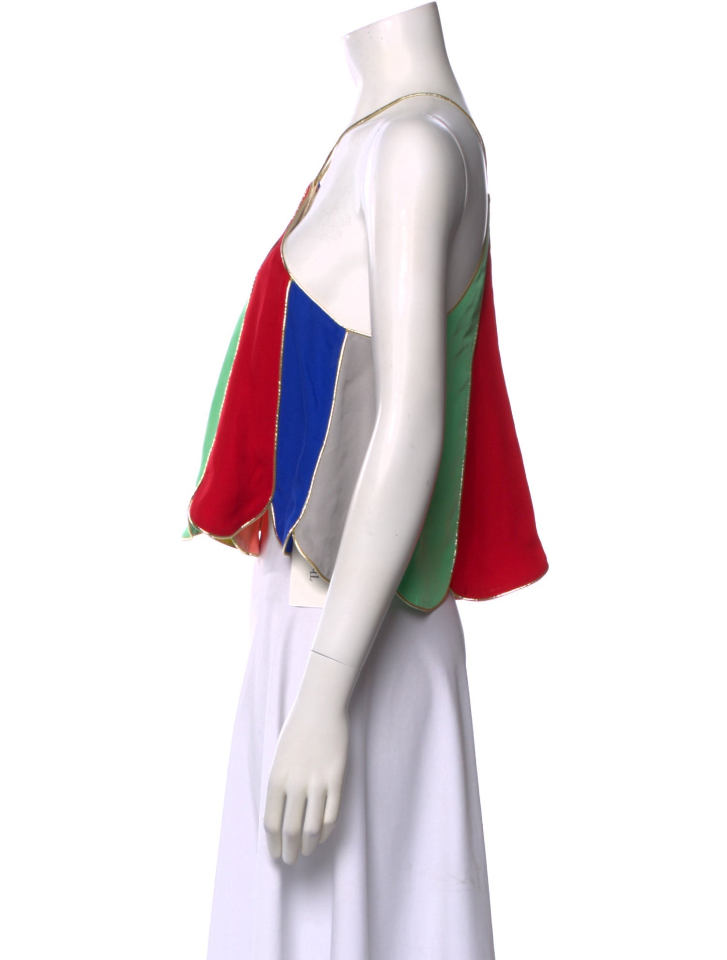 Rosie Assoulin Silk Colorblock Pattern Top w/ Tags