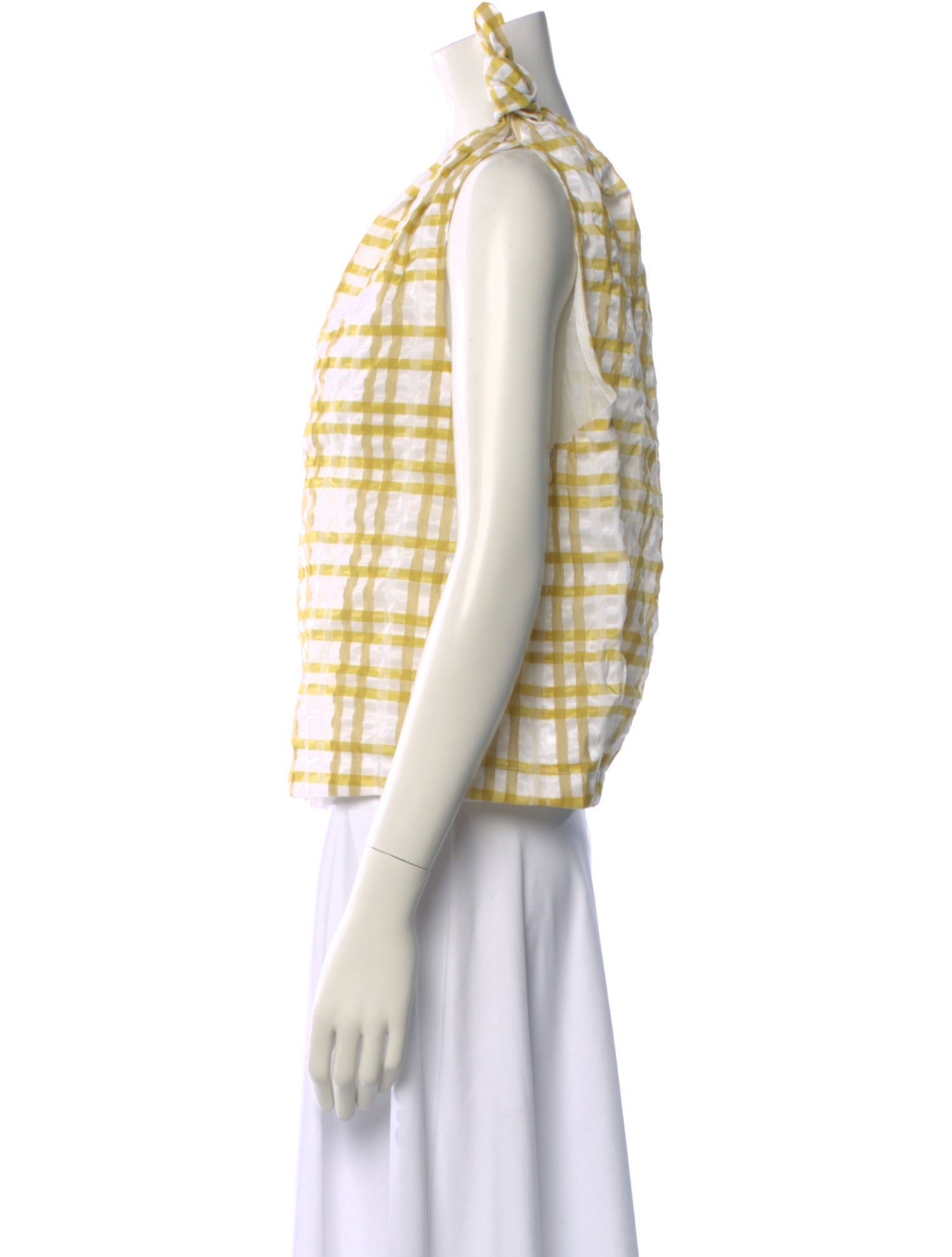 Rosie Assoulin Plaid Print One-Shoulder Top