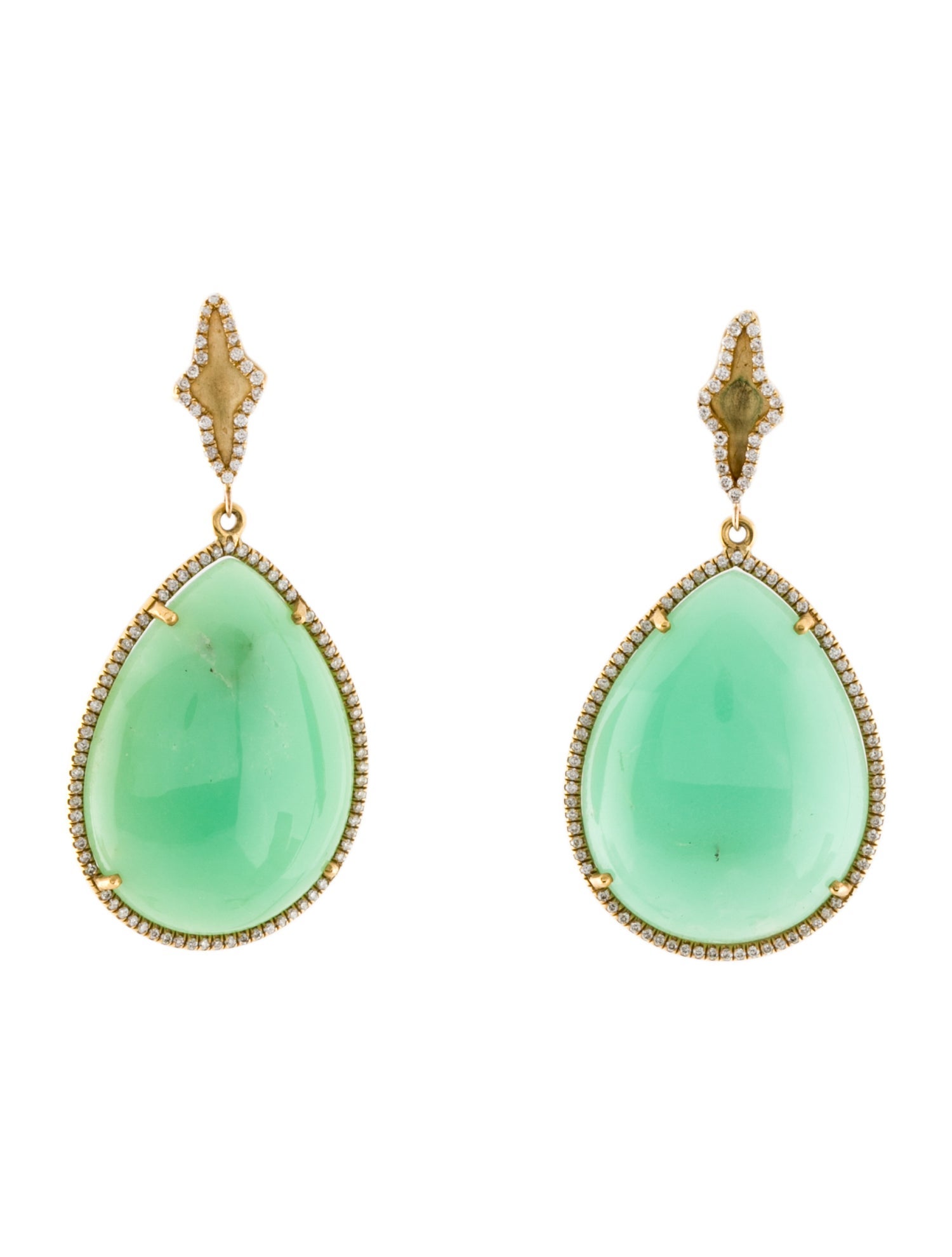 Irene Neuwirth 18K Chrysoprase & Diamond Drop Earrings
