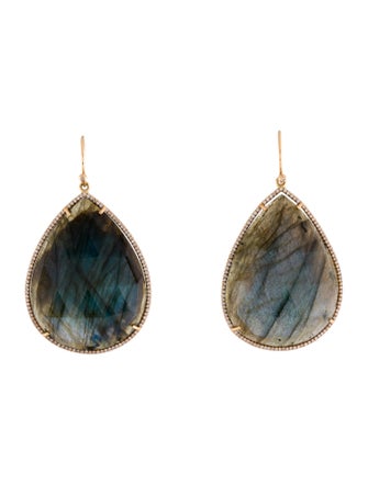 Irene Neuwirth 18K Labradorite Diamond Drop Earrings