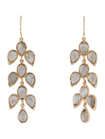 Irene Neuwirth Chandelier 18K Labradorite Leaf Earrings