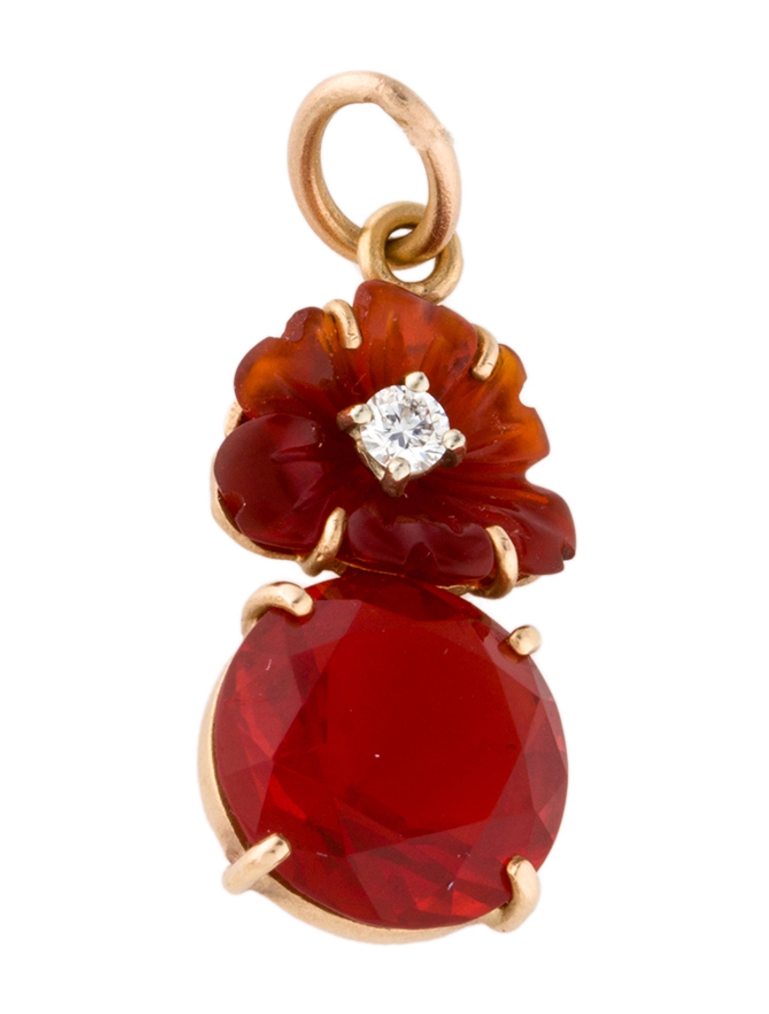 Irene Neuwirth 18K Fire Opal & Diamond Floral Pendant