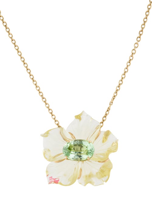 Irene Neuwirth 18K Citrine & Tourmaline One of a Kind Tropical Flower Pendant Necklace
