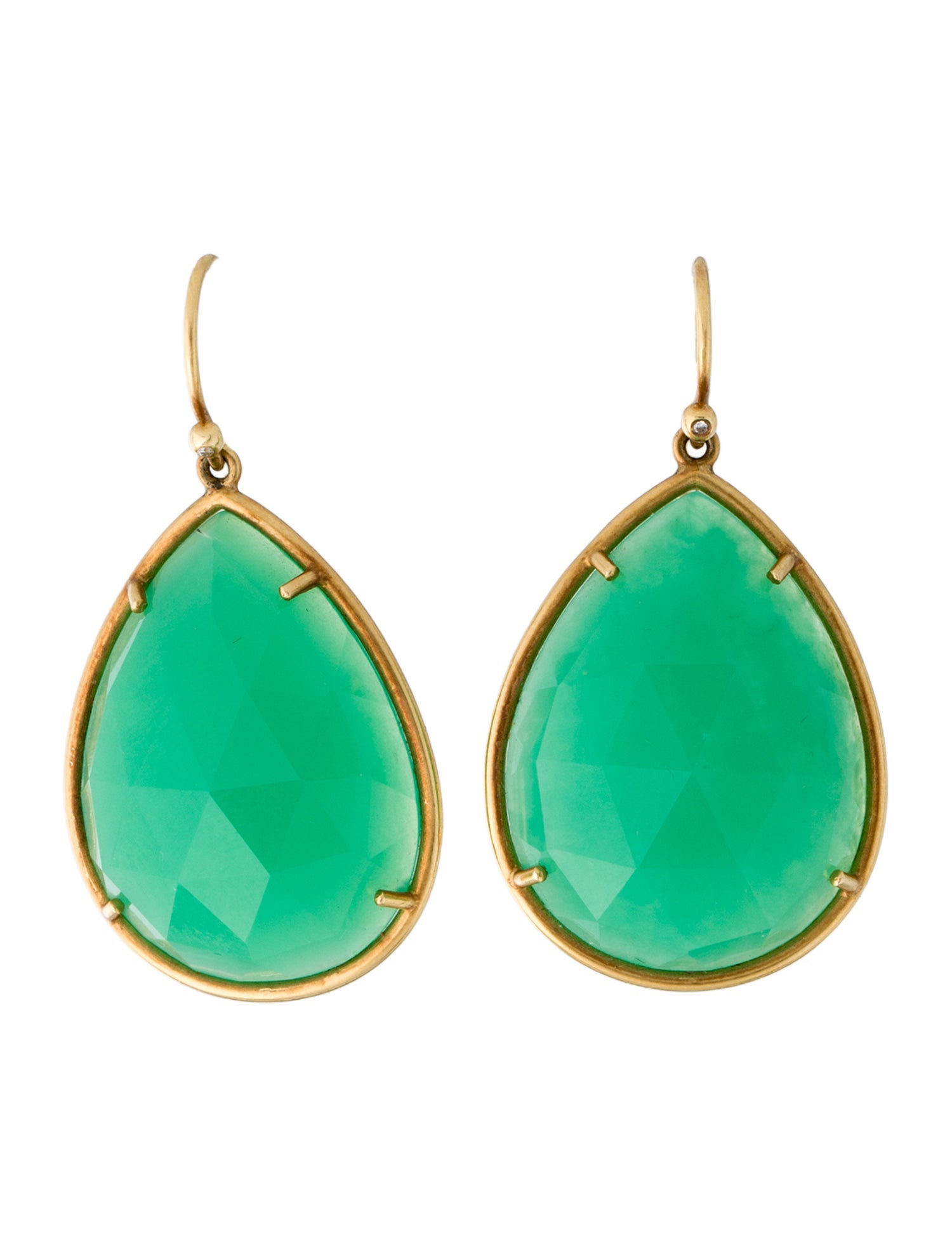Irene Neuwirth 18K Chrysoprase & Diamond Teardrop Earrings