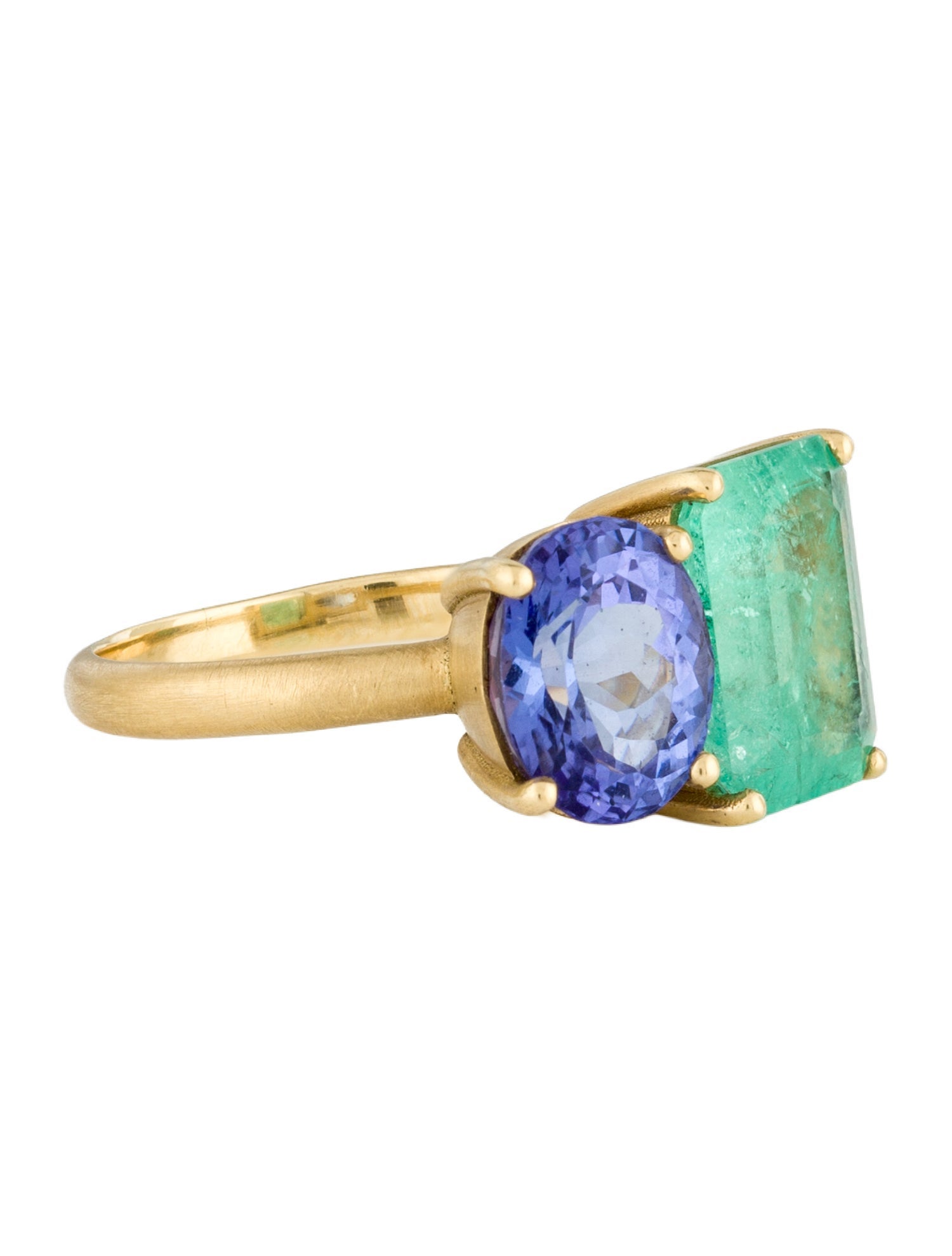 Irene Neuwirth 18K Emerald & Tanzanite Double Stone Cocktail Ring
