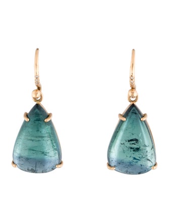 Irene Neuwirth 18K 22.62ctw Tourmaline & Diamond Drop Earrings