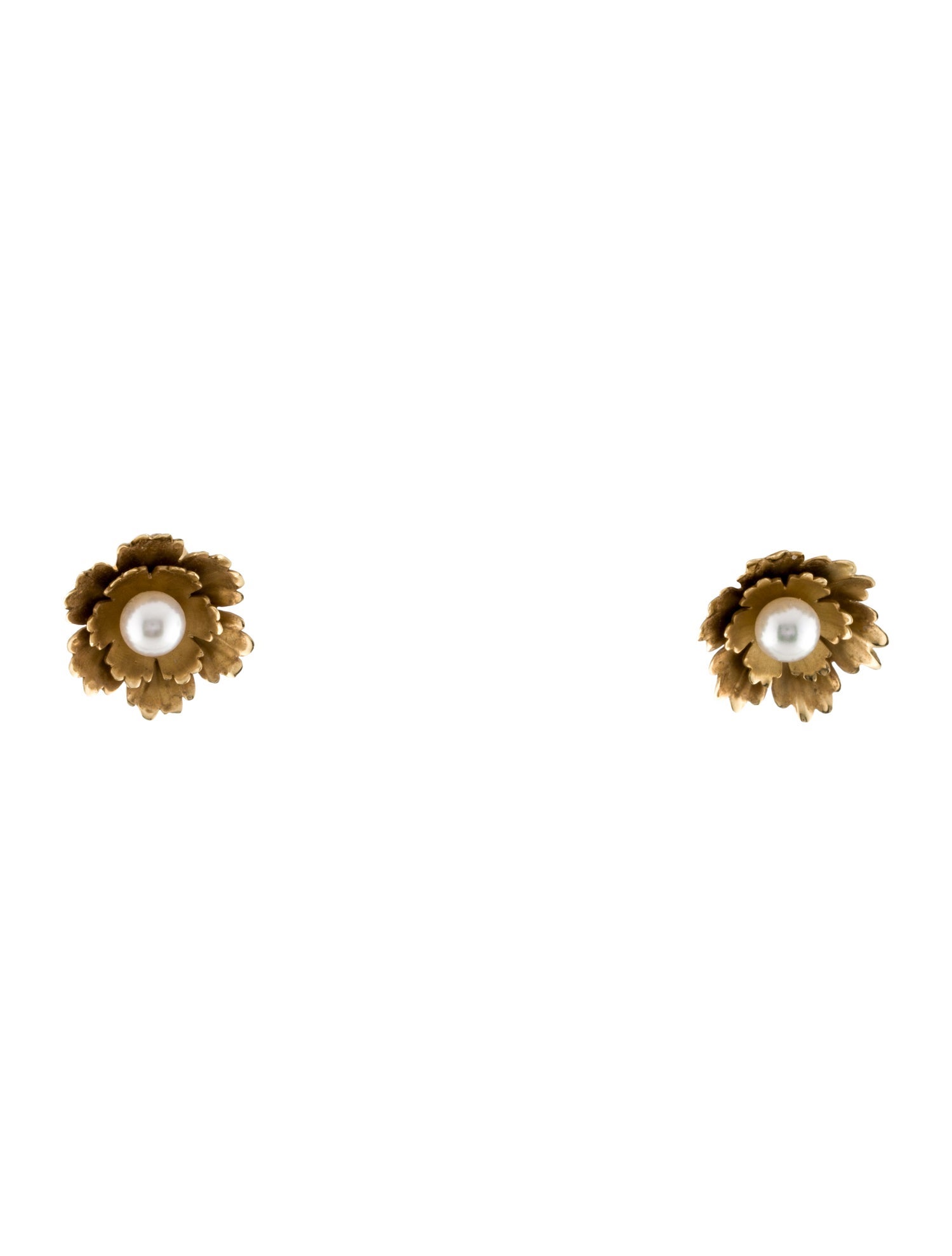 Irene Neuwirth 18K Pearl Petite Super Bloom Flower Stud Earrings