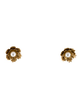 Irene Neuwirth 18K Pearl Petite Super Bloom Flower Stud Earrings