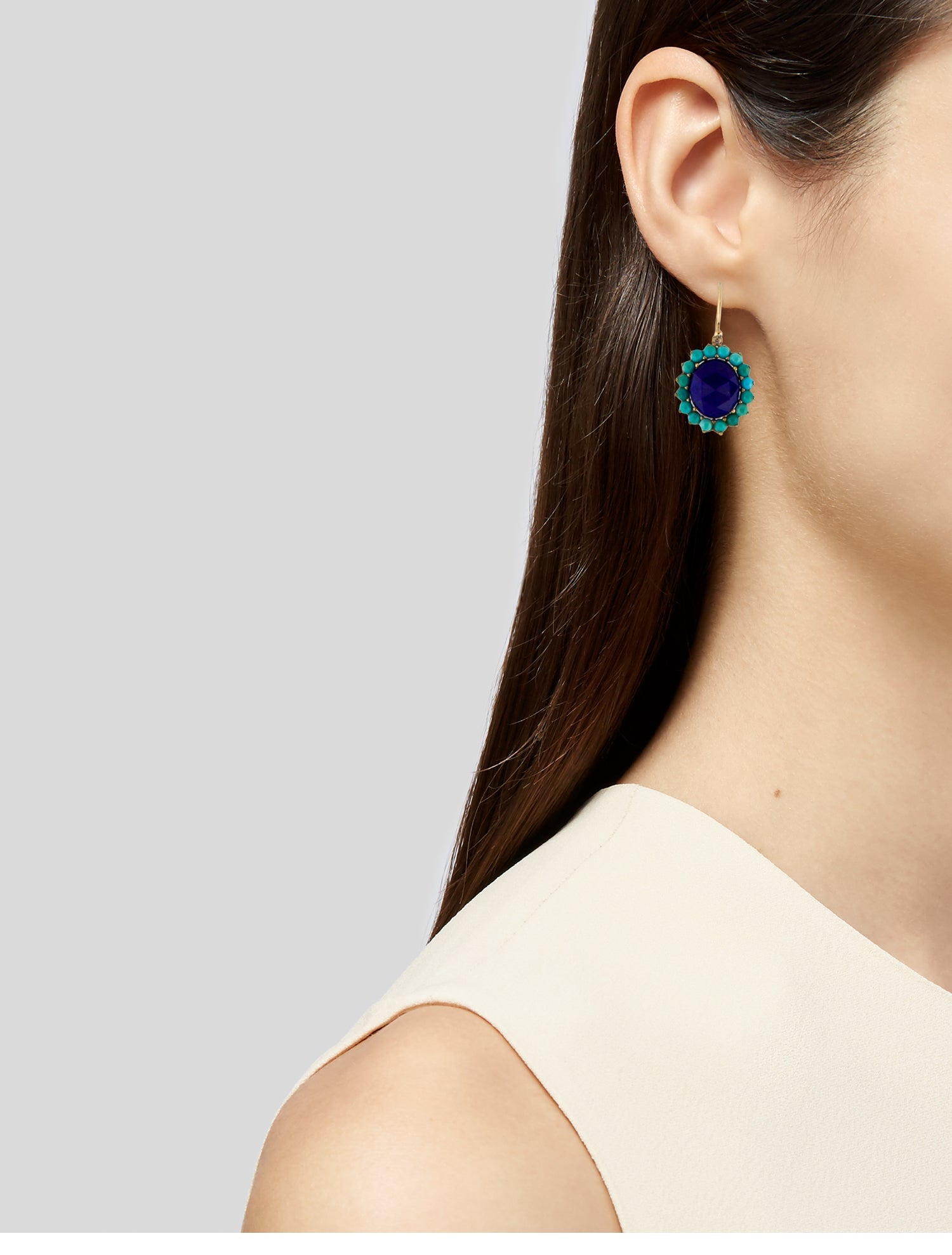Irene Neuwirth 18K Lapis Lazuli & Turquoise Drop Earrings