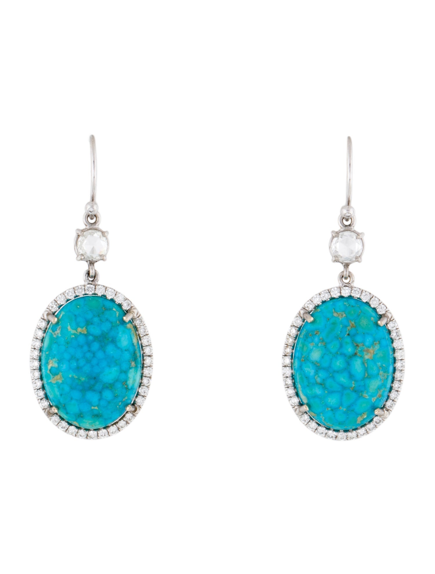 Irene Neuwirth 18K 25.14ctw Turquoise & 1.44ctw Diamond Drop Earrings