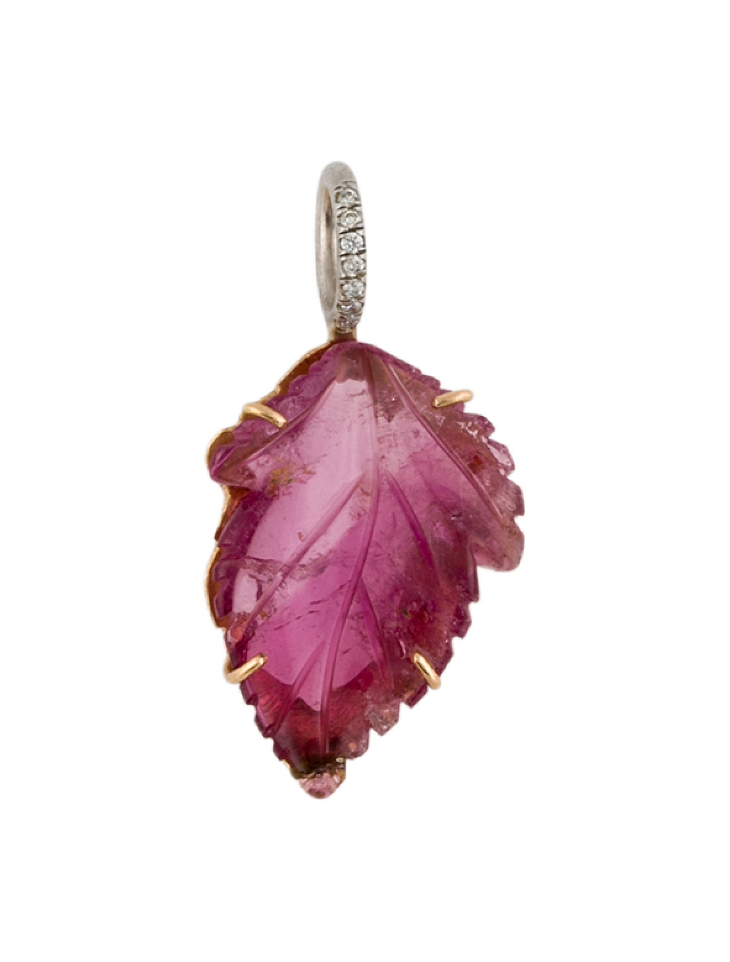 Irene Neuwirth 18K Tourmaline & Diamond Leaf Charm Pendant