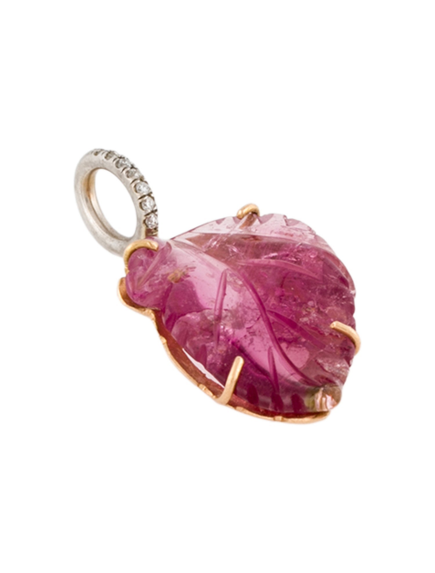 Irene Neuwirth 18K Tourmaline & Diamond Leaf Charm Pendant